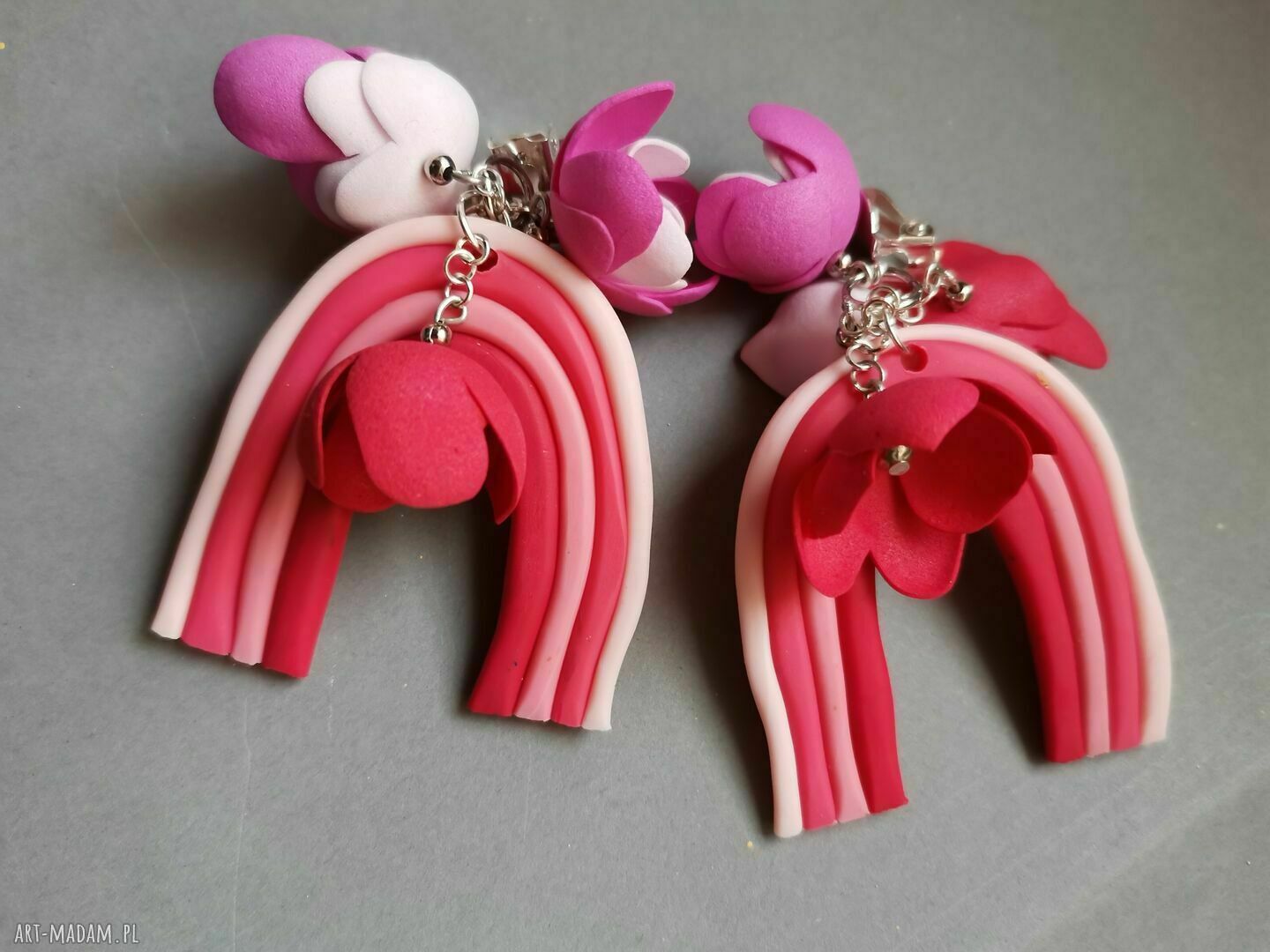 Klipsy kwiatowe orientalne - lekkie, handmade i pełne boho klimatu