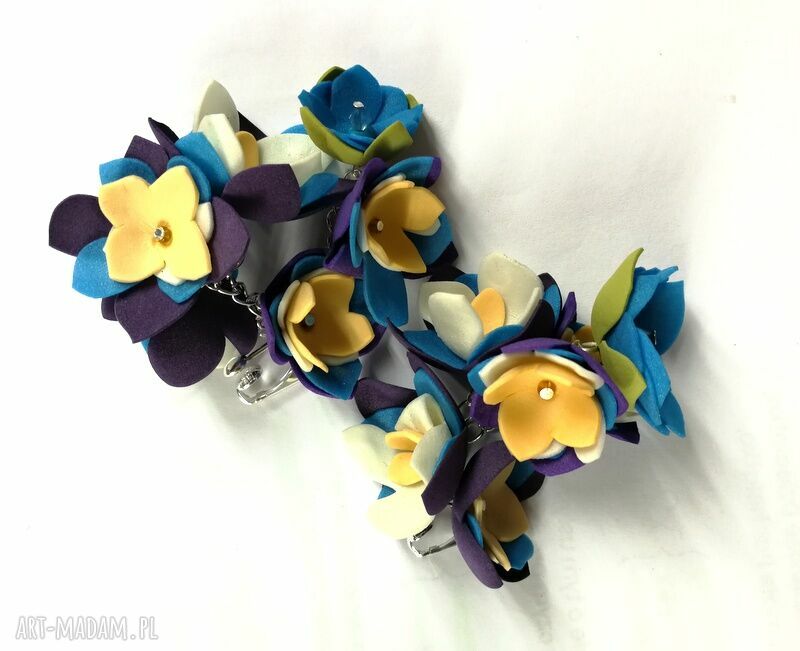 Kwiatowe klipsy handmade folk i boho - lekkie, bujne i unikatowe od Rudy Klary