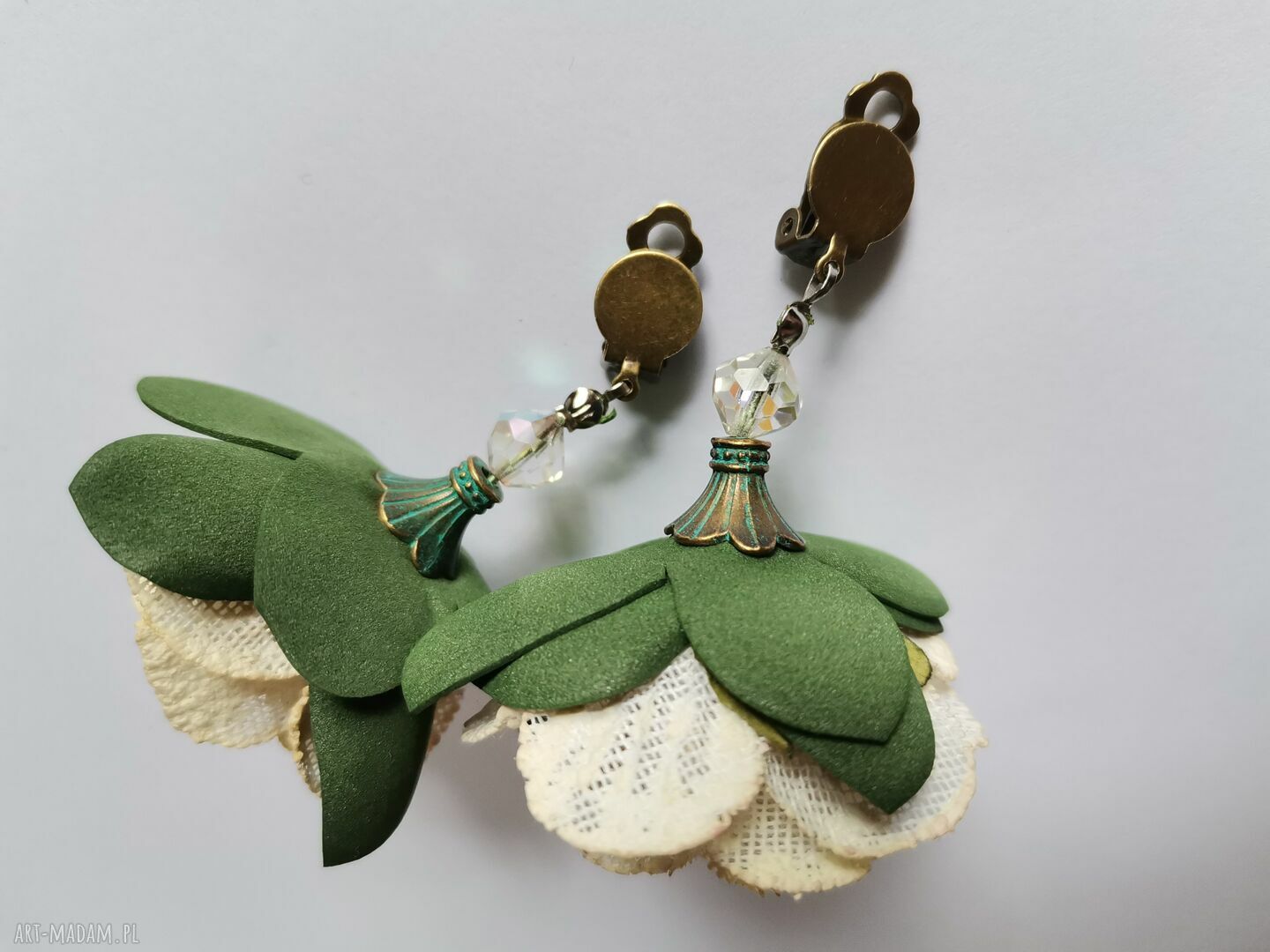 Klipsy kwiatowe duże i lekkie boho folk - róże Frida