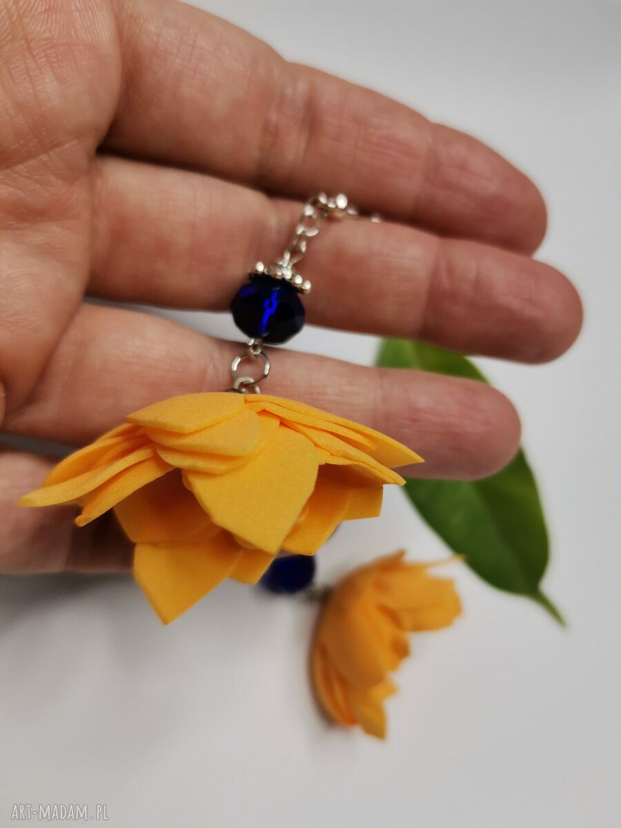 Kolczyki kwiatowe boho Frida z frędzlami - Ruda Klara