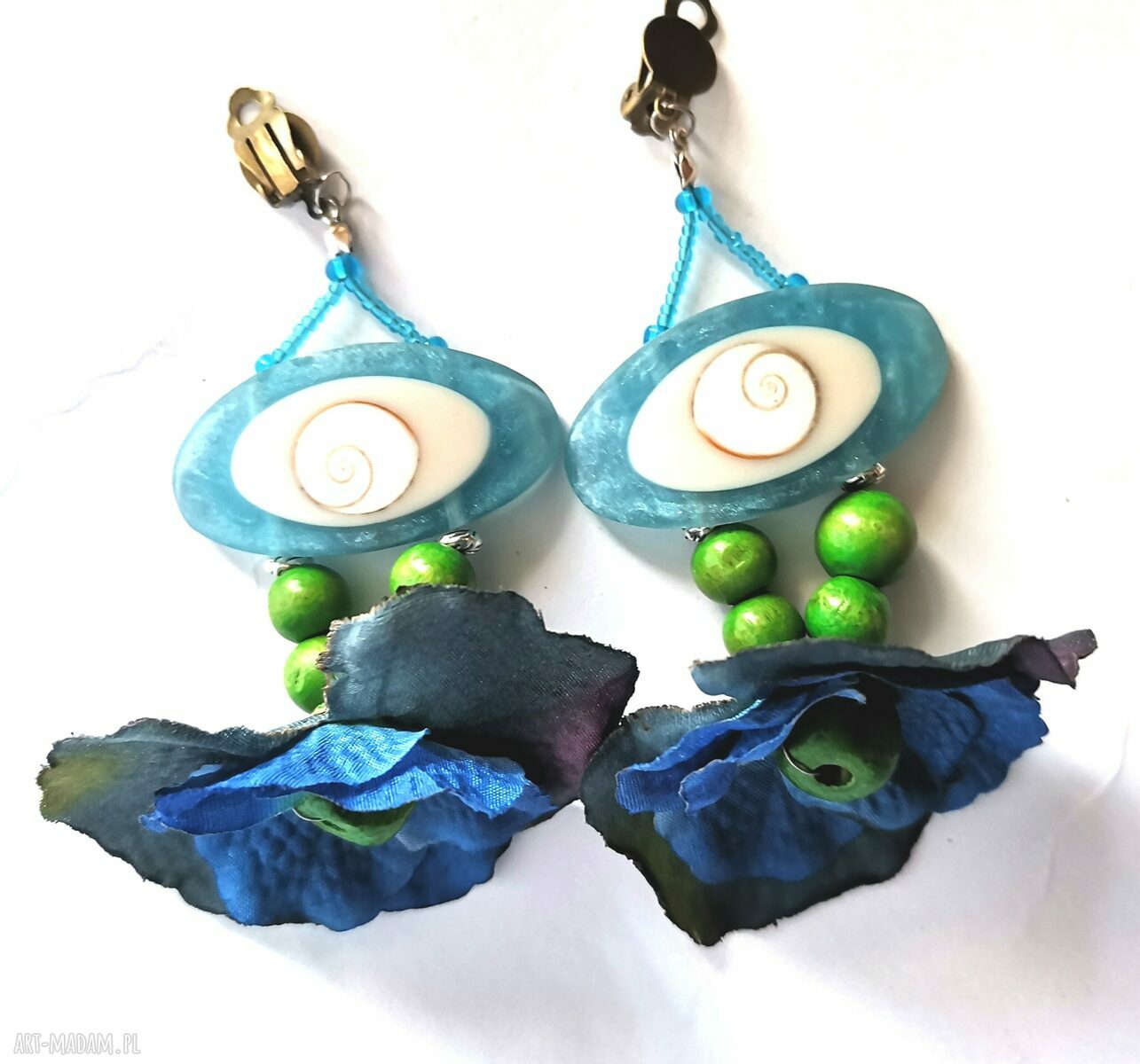 Duże klipsy kwiatowe boho folk - box x1
