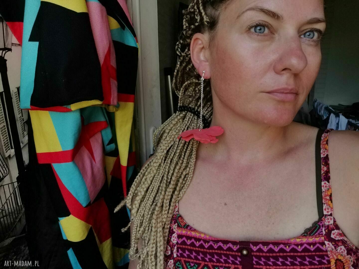 Klipsy kwiatowe boho - lekkie ręcznie robione Box x1