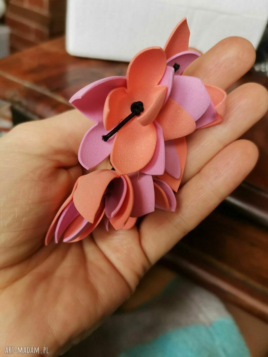 Kolczyki kwiatowe leciutkie Boho Folk - zwiewne na ślub