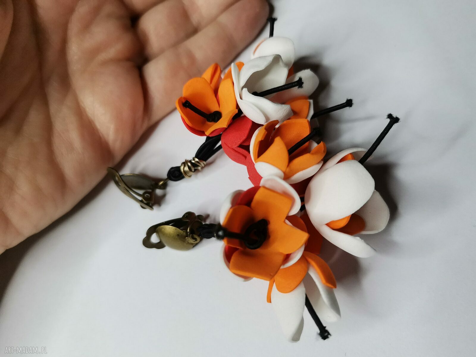Klipsy kwiatowe folk boho - lekkie box x1 (bez przekłuwania)