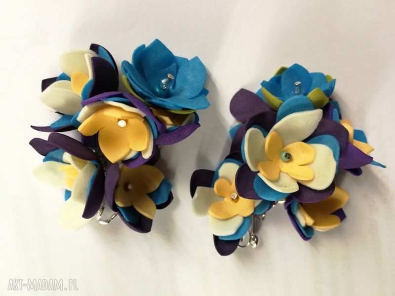 Kwiatowe klipsy handmade folk i boho - lekkie, bujne i unikatowe od Rudy Klary