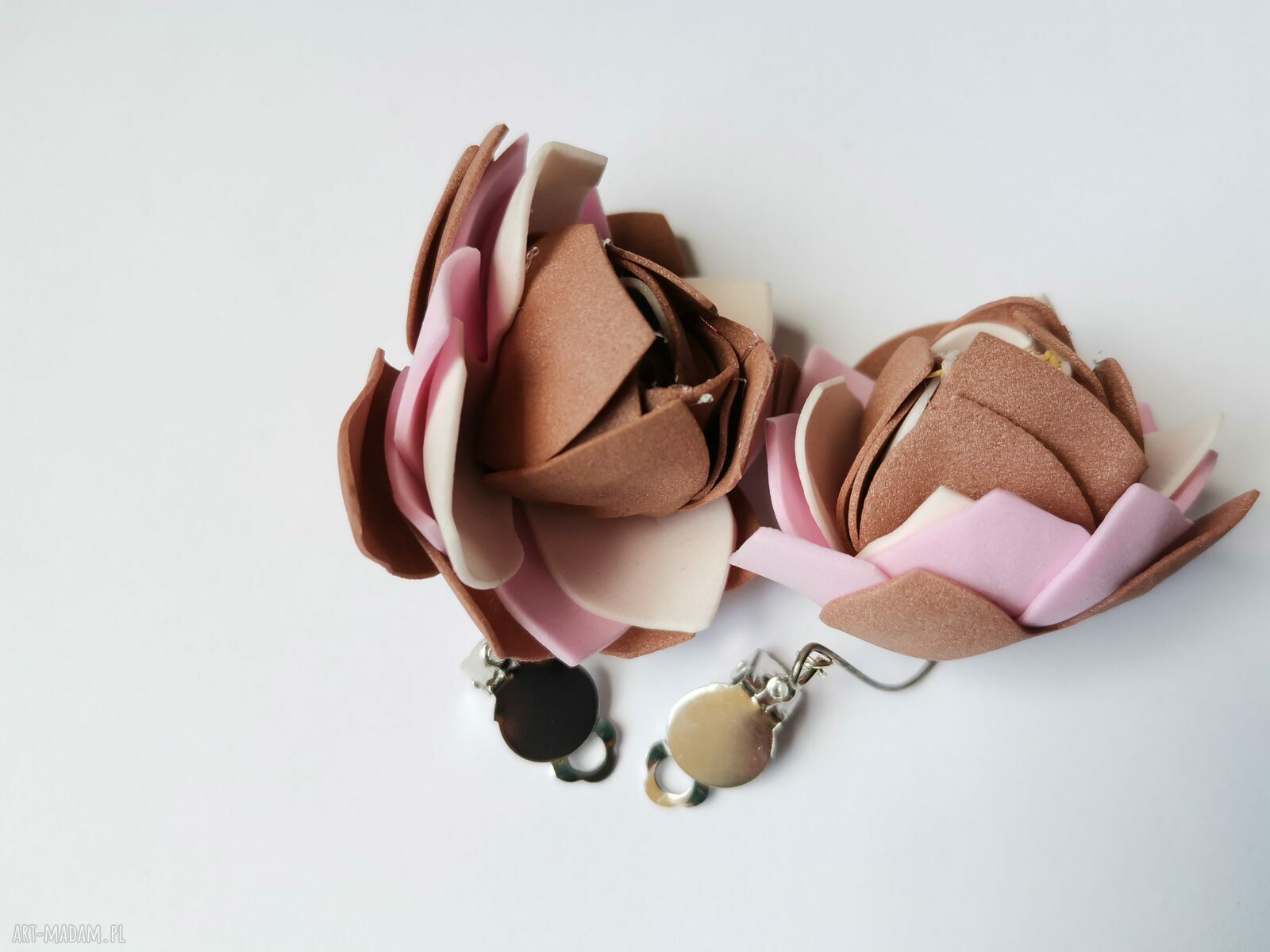 Klipsy kwiatowe lekkie - Box x1 (handmade Ruda Klara)