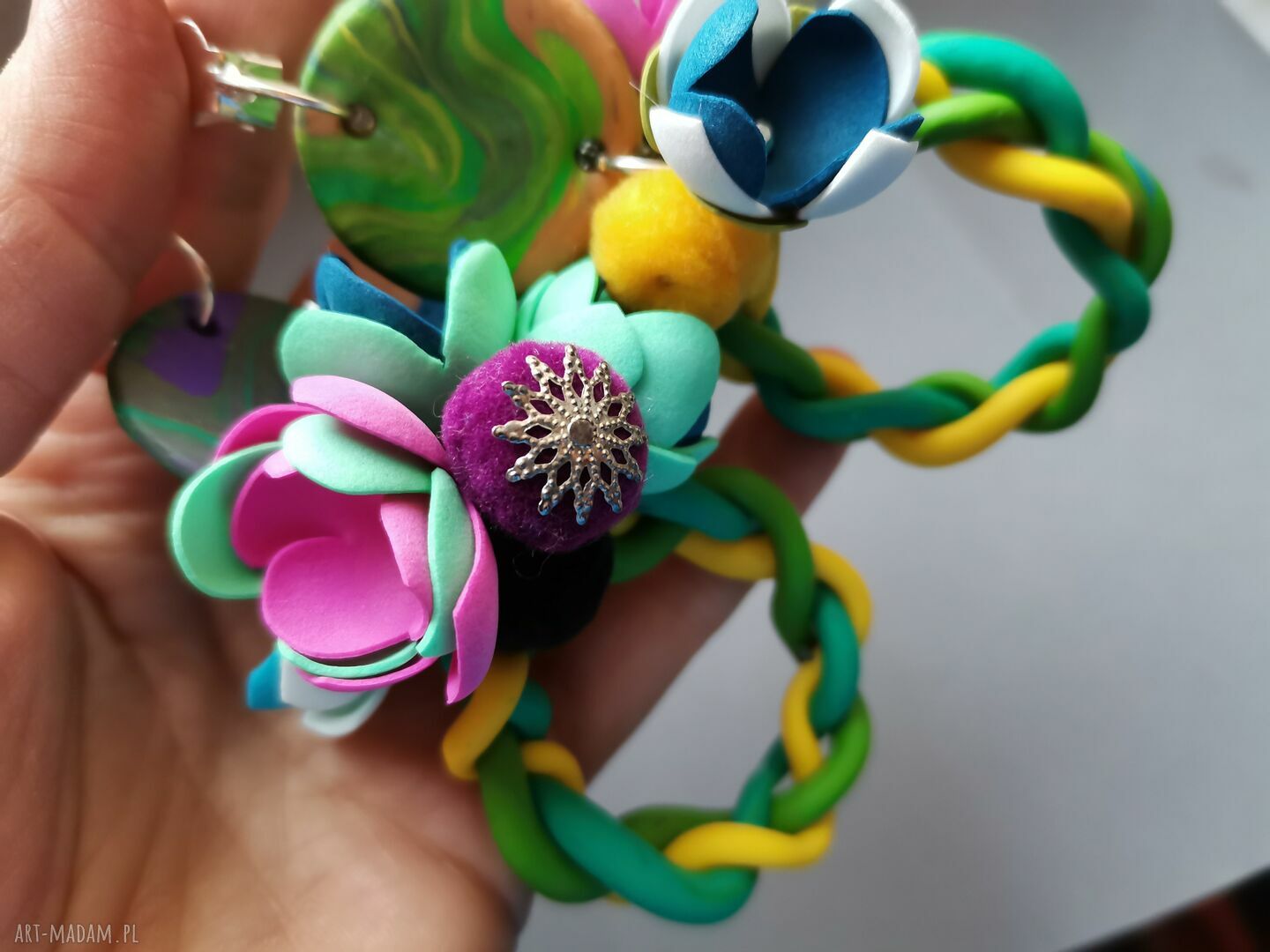 Klipsy kwiatowe orientalne - totalne szaleństwo boho (handmade)