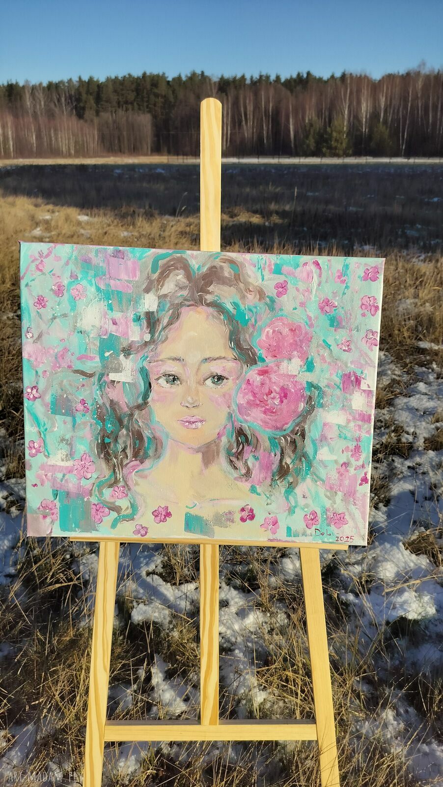 Kwiatowe otulenie - delikatny obraz akrylowy 60x50 do salonu na płótnie 3D