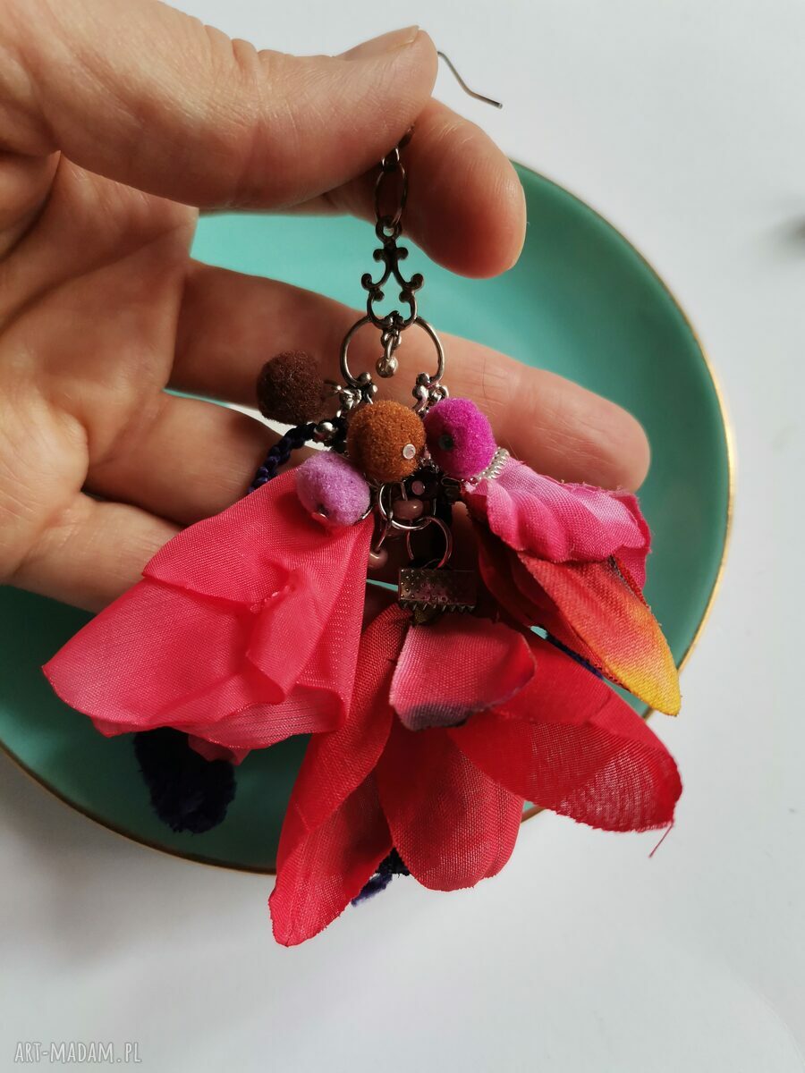 Kolczyki kwiatowe etno boho folk - lekkie i kolorowe
