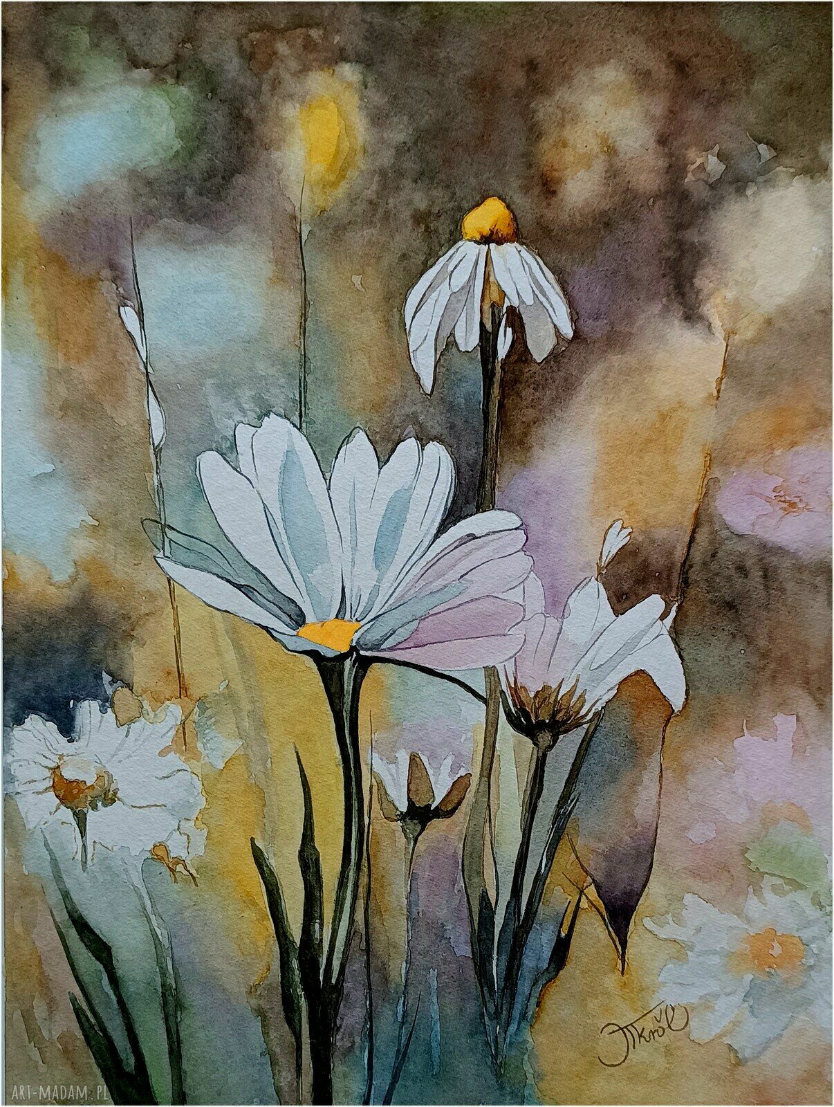 Kwiatowe Symphony - oryginalna akwarela 24x32 cm od JoannaTKrol
