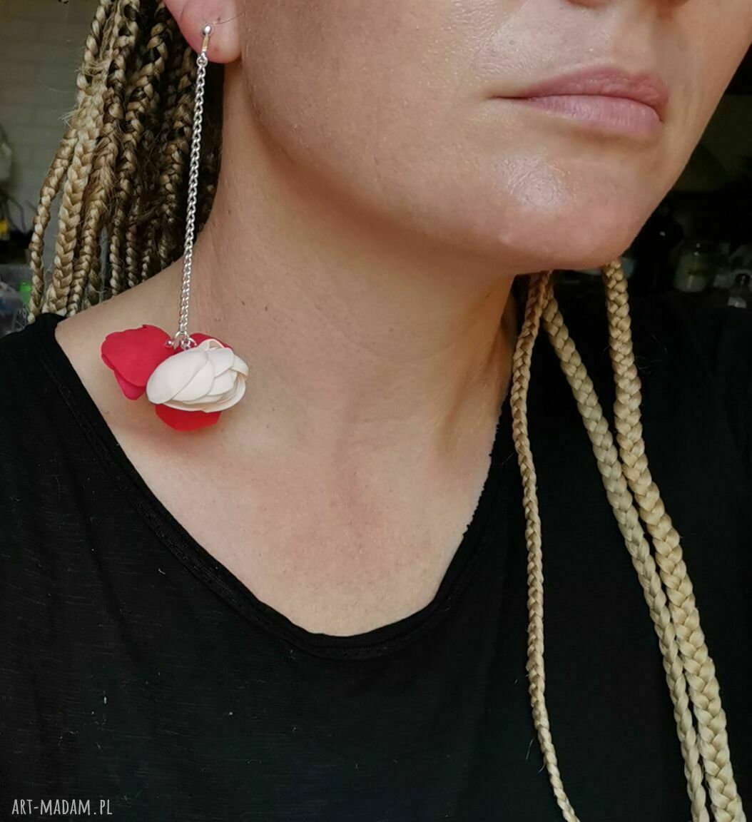 Klipsy kwiatowe Frida - lekkie i długie boho etno (box x1)