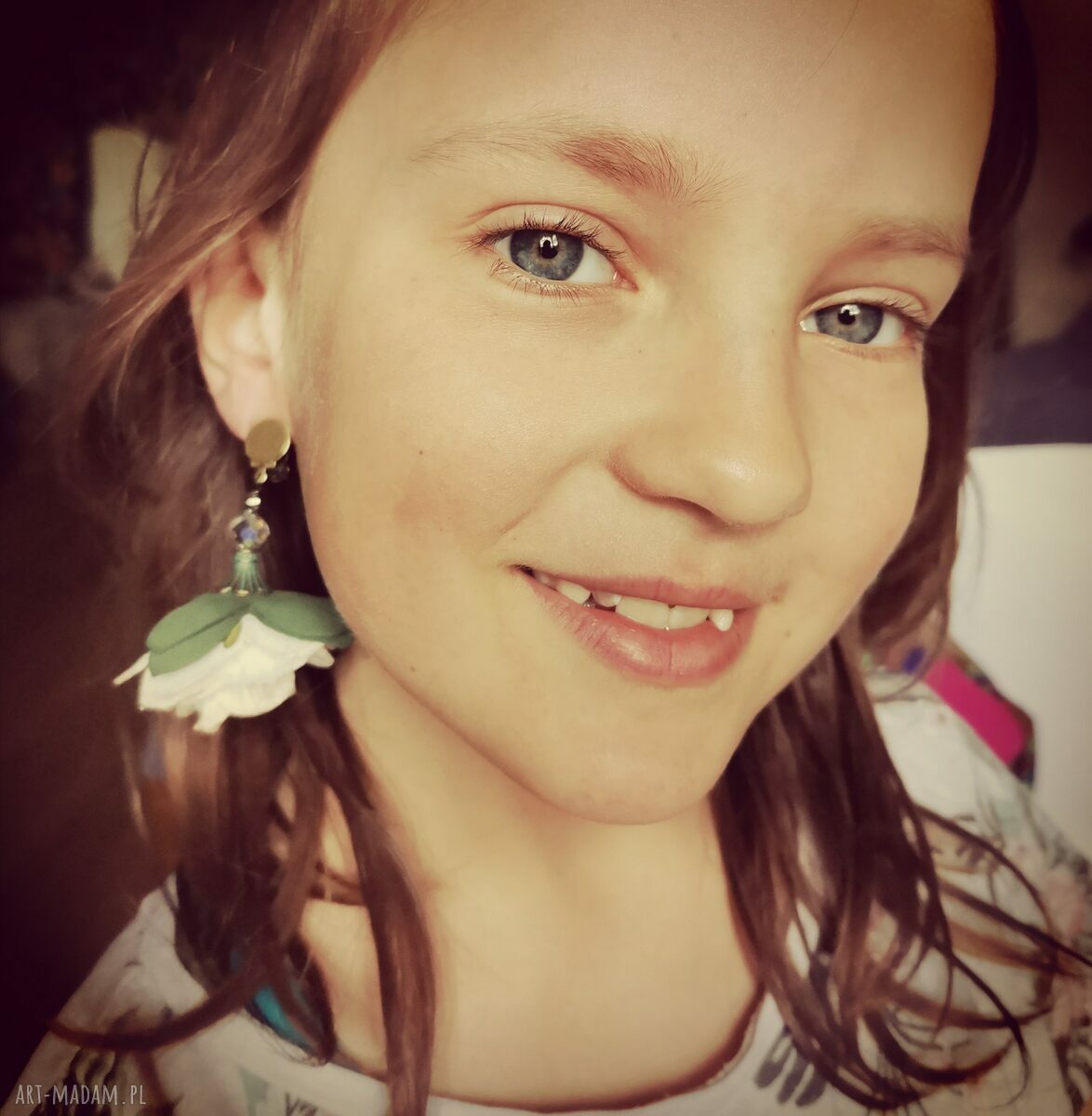 Klipsy kwiatowe duże i lekkie boho folk - róże Frida