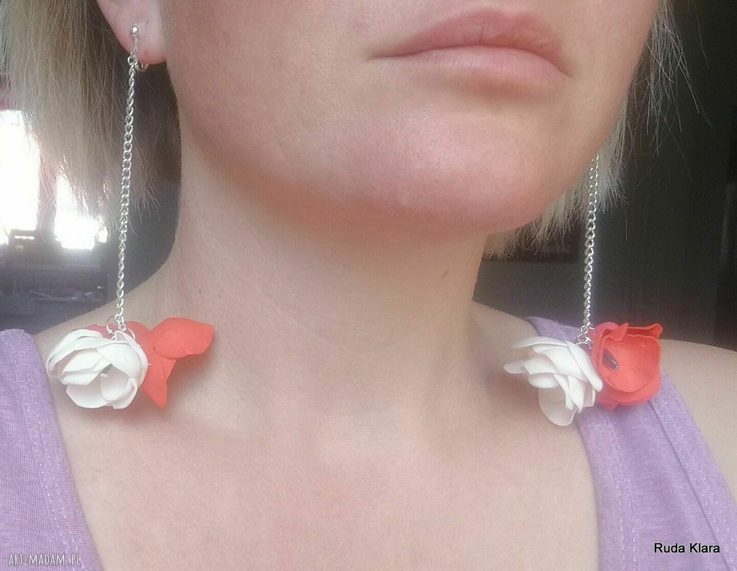 Ręcznie robione kolorowe klipsy kwiatowe etno boho folk (na ślub i boho styl)