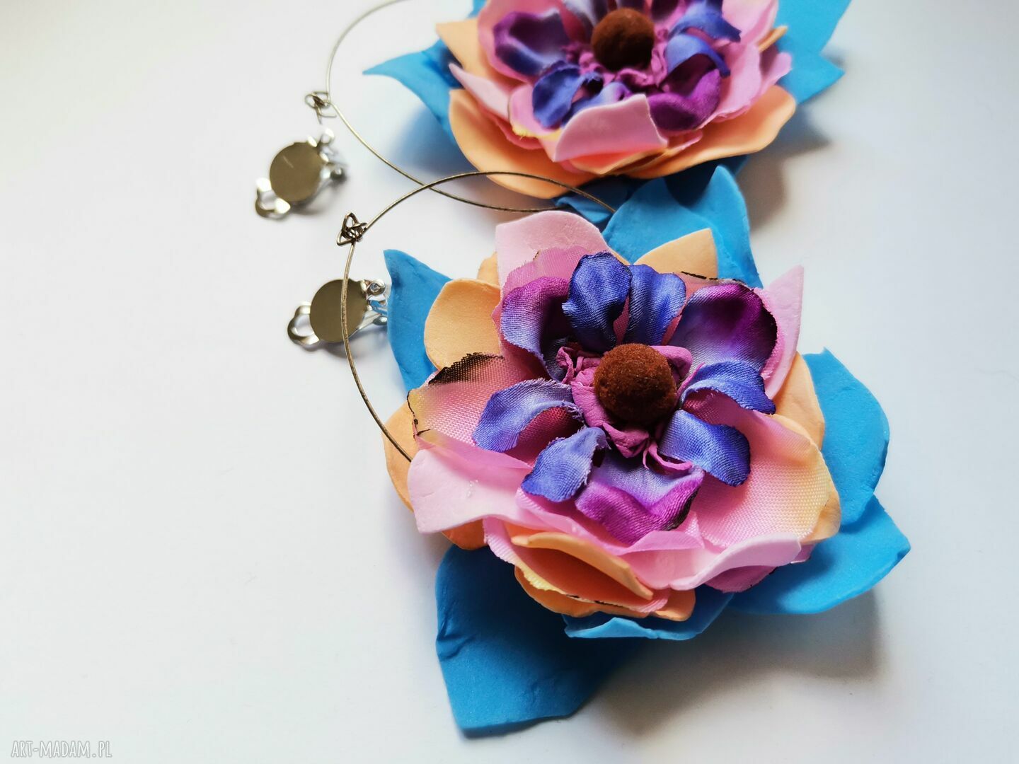 Klipsy kwiatowe lekkie w stylu folk i boho - Box x1