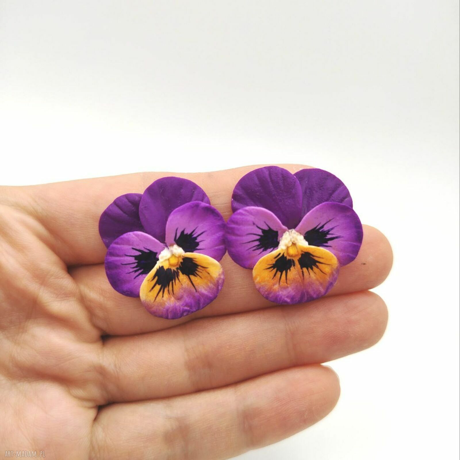 Kwiatowe sztyfty „Bratki” z gliny polimerowej - handmade
