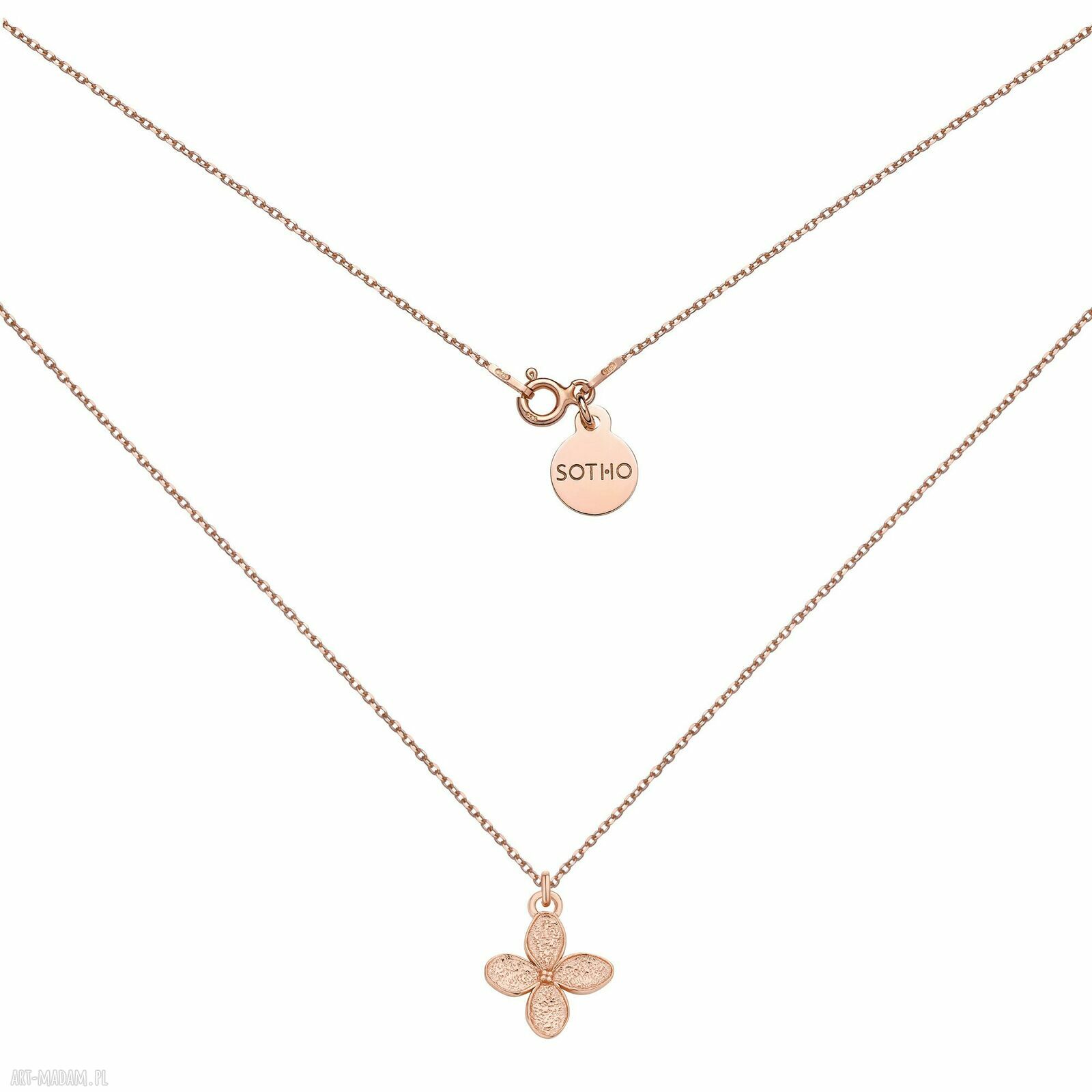 Naszyjnik różowego złota kwiatkiem kwiat kwiatuszek kwiatem
