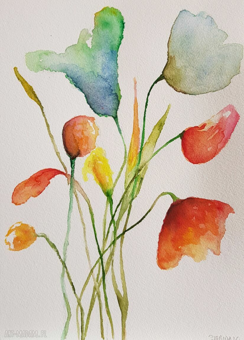 KWIATY - akwarela w formacie A4, ręcznie wykonana