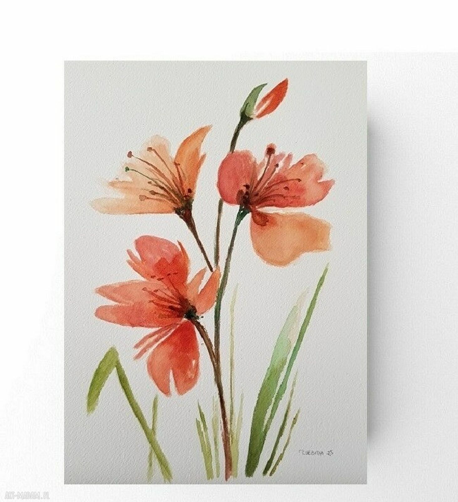 Kwiaty - akwarela w formacie A4 od Pauliny Lebidy