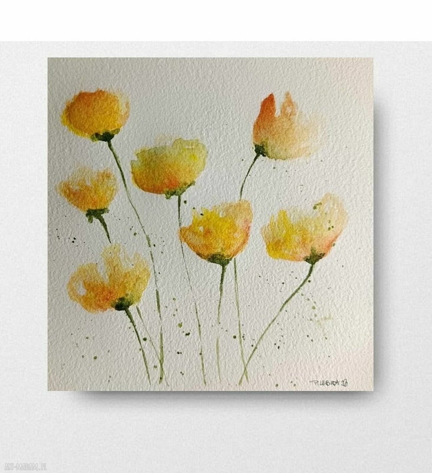 Kwiaty - oryginalna akwarela 15x15 cm bez ramy