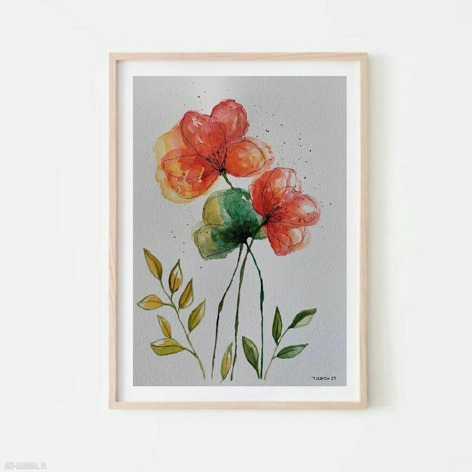 Oryginalna akwarela „Kwiaty” 25/18 cm - ręcznie malowany obraz