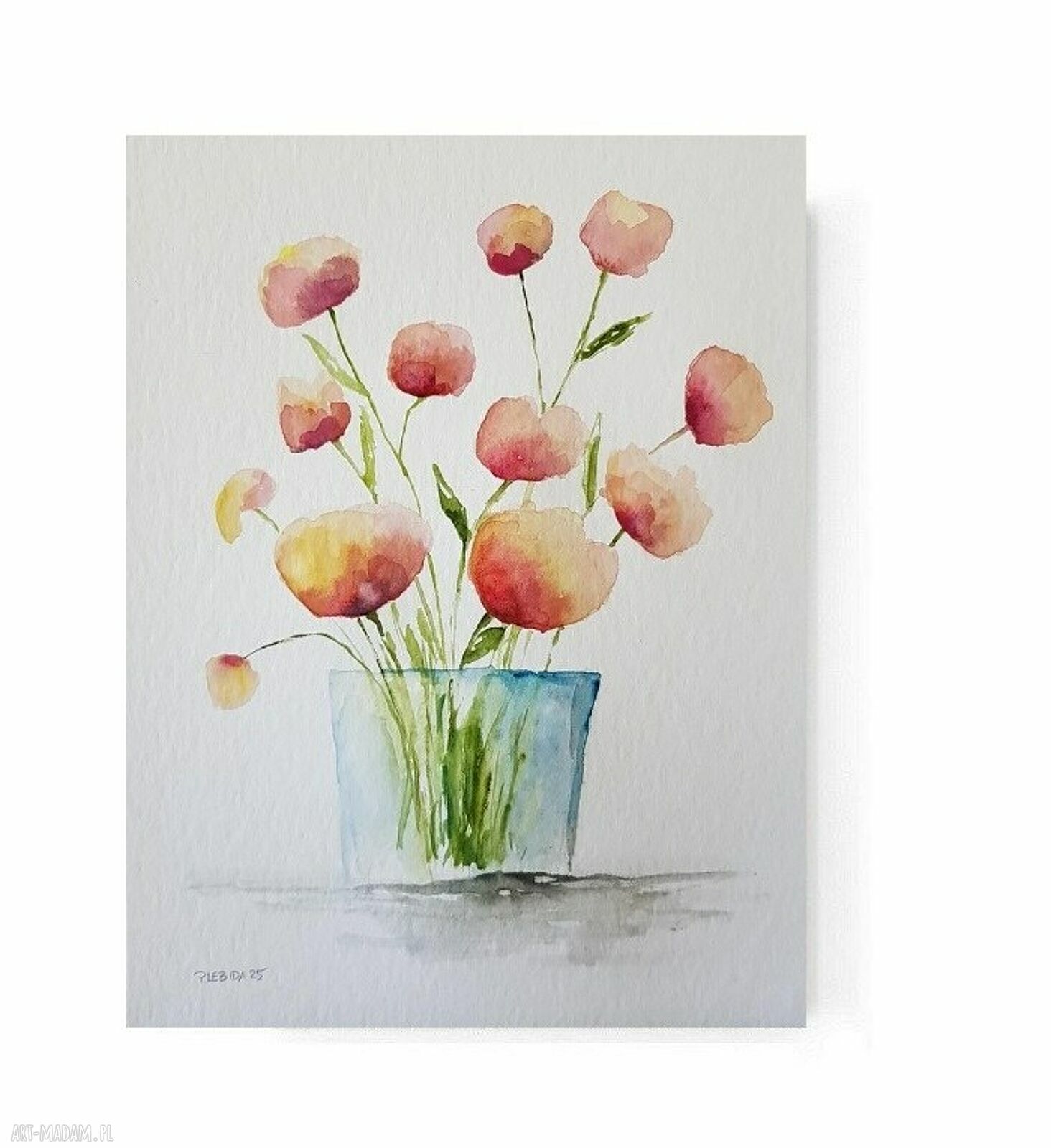 Kwiaty - oryginalna akwarela formatu 32/24 cm