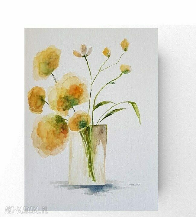 Kwiaty - akwarela 32x24 cm oryginalny, sygnowany obraz