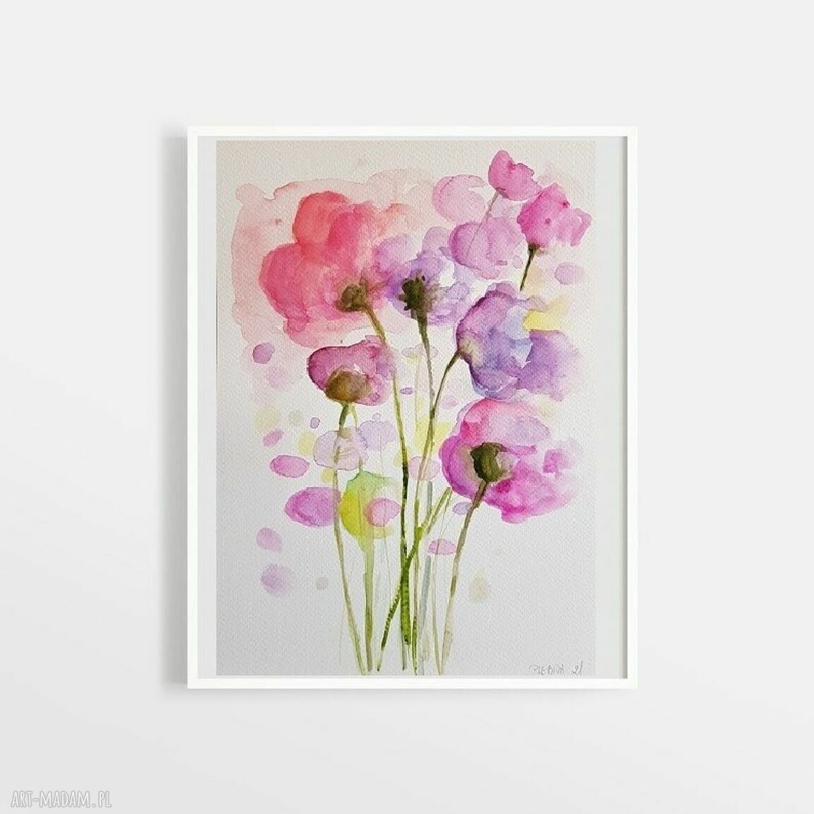Kwiaty Akwarela Formatu A4 Niekonwencjonalne Obrazy ღ Art Madampl