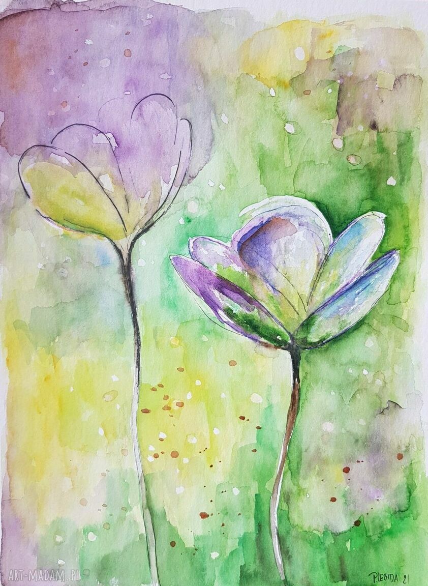Kwiaty - oryginalna akwarela 24 x 32 cm