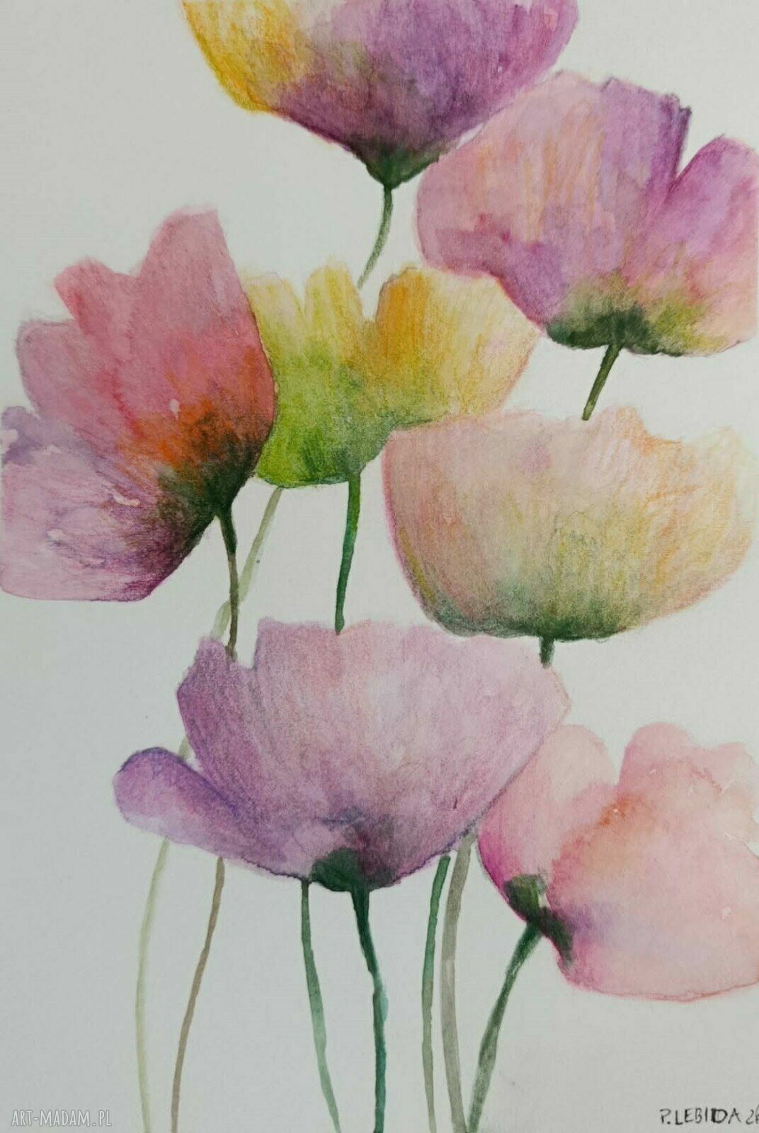 Kwiaty - oryginalna akwarela w formacie A5