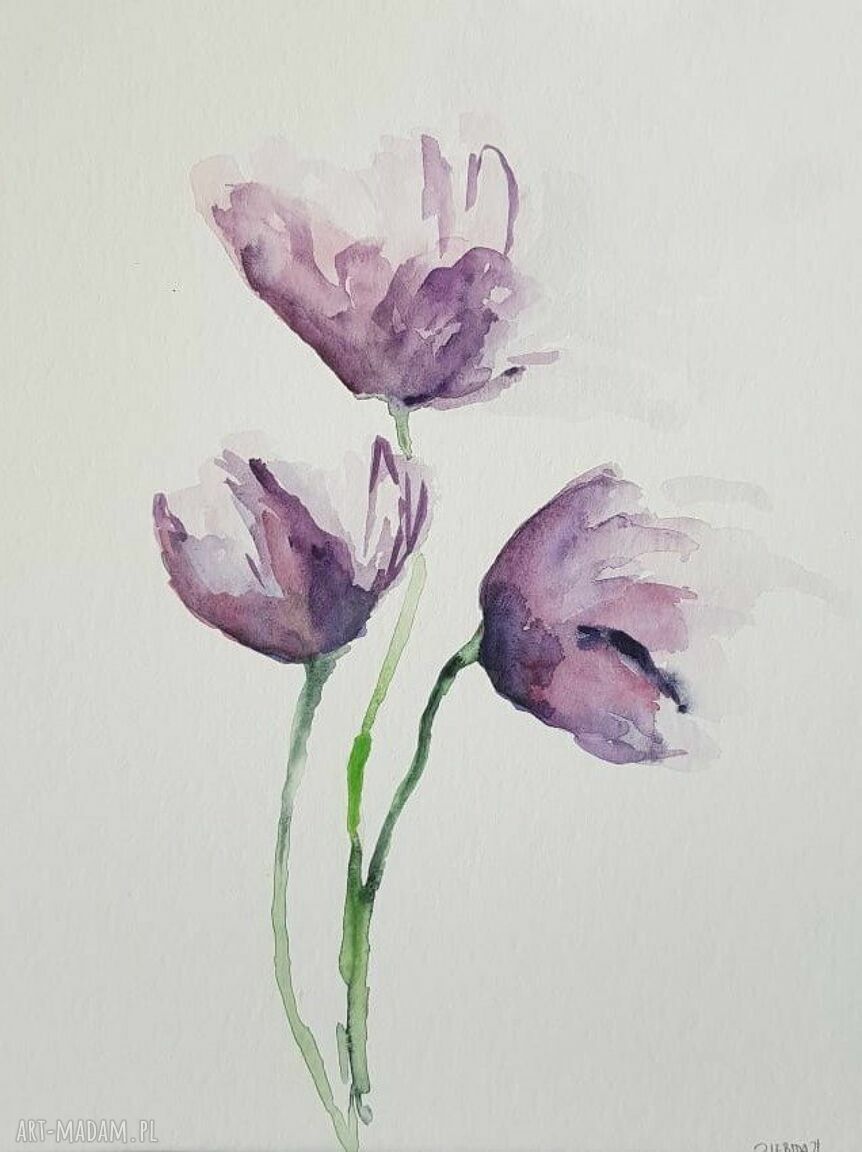 Kwiaty - ręcznie malowana akwarela 24x32 cm (sygnowana)