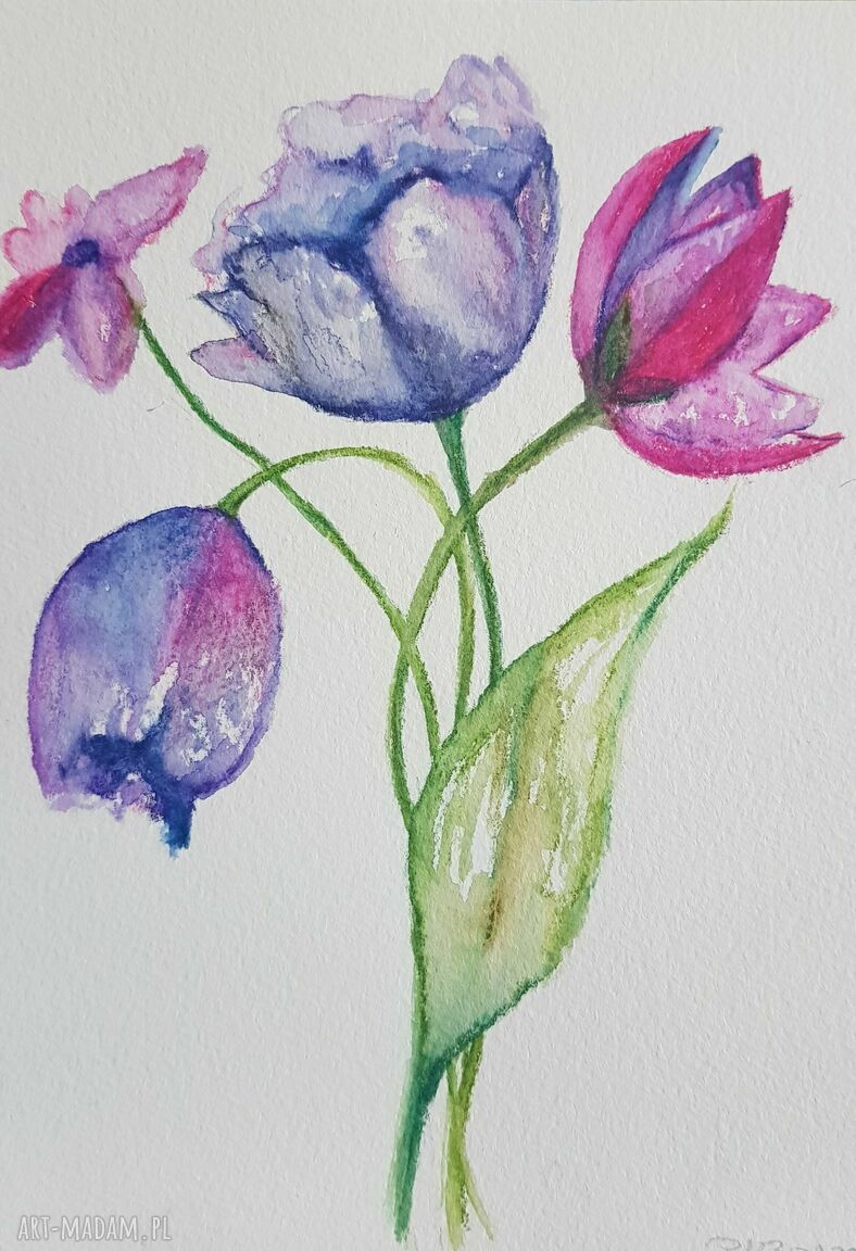 Kwiaty - akwarela w formacie A5