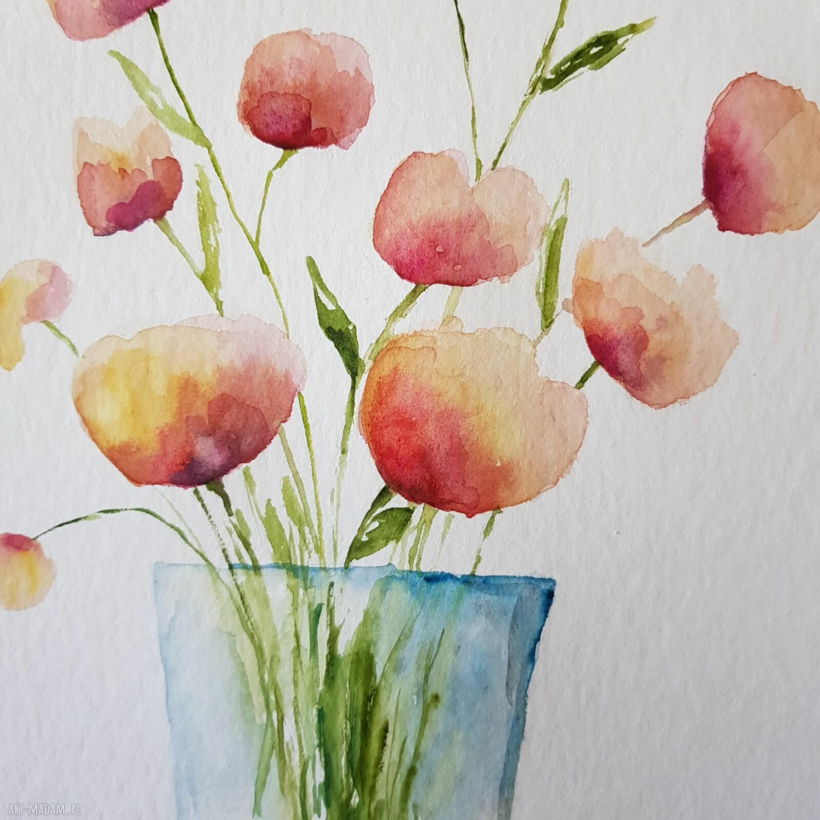 Kwiaty - oryginalna akwarela formatu 32/24 cm