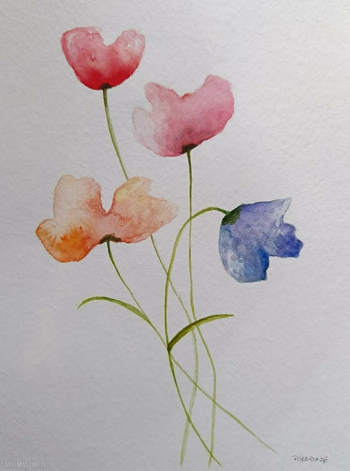 Kwiaty - akwarela formatu 32/24 cm Paulina Lebida