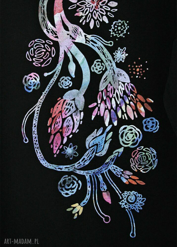 KWIATY bluzka oversize bawełniana L/XL czarna