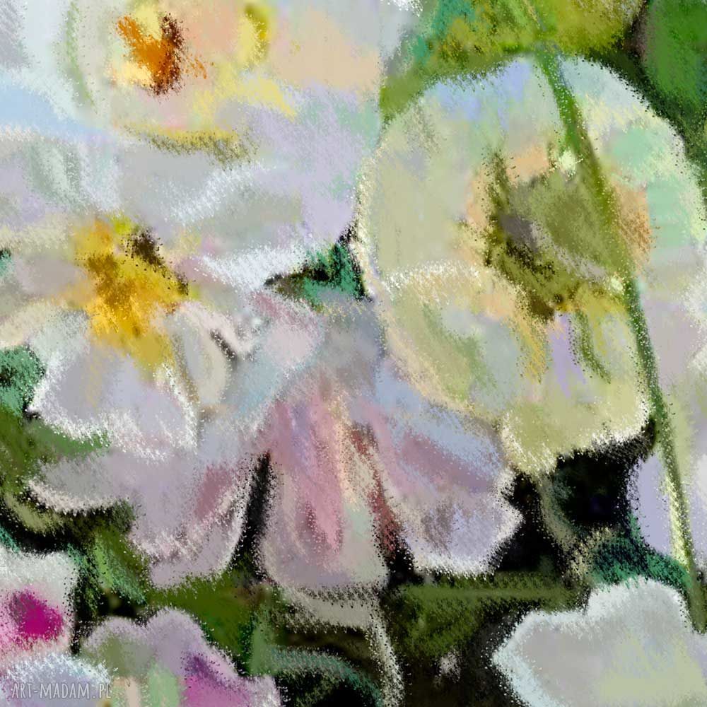 Bukiet białych kwiatów - obraz na płótnie canvas 40x30 cm