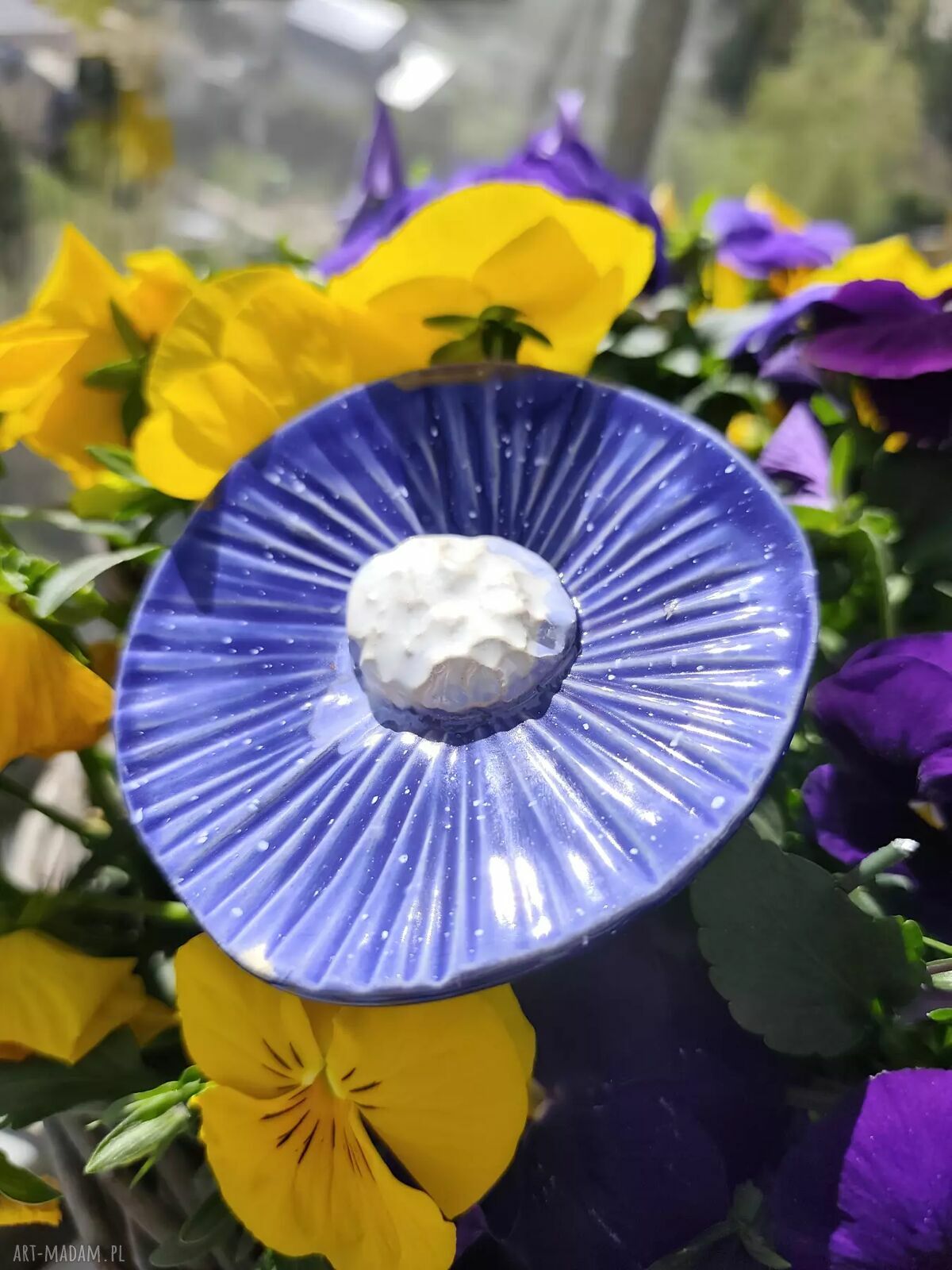 Kwiaty ceramiczne 2 sztuki na drewnianych kijkach