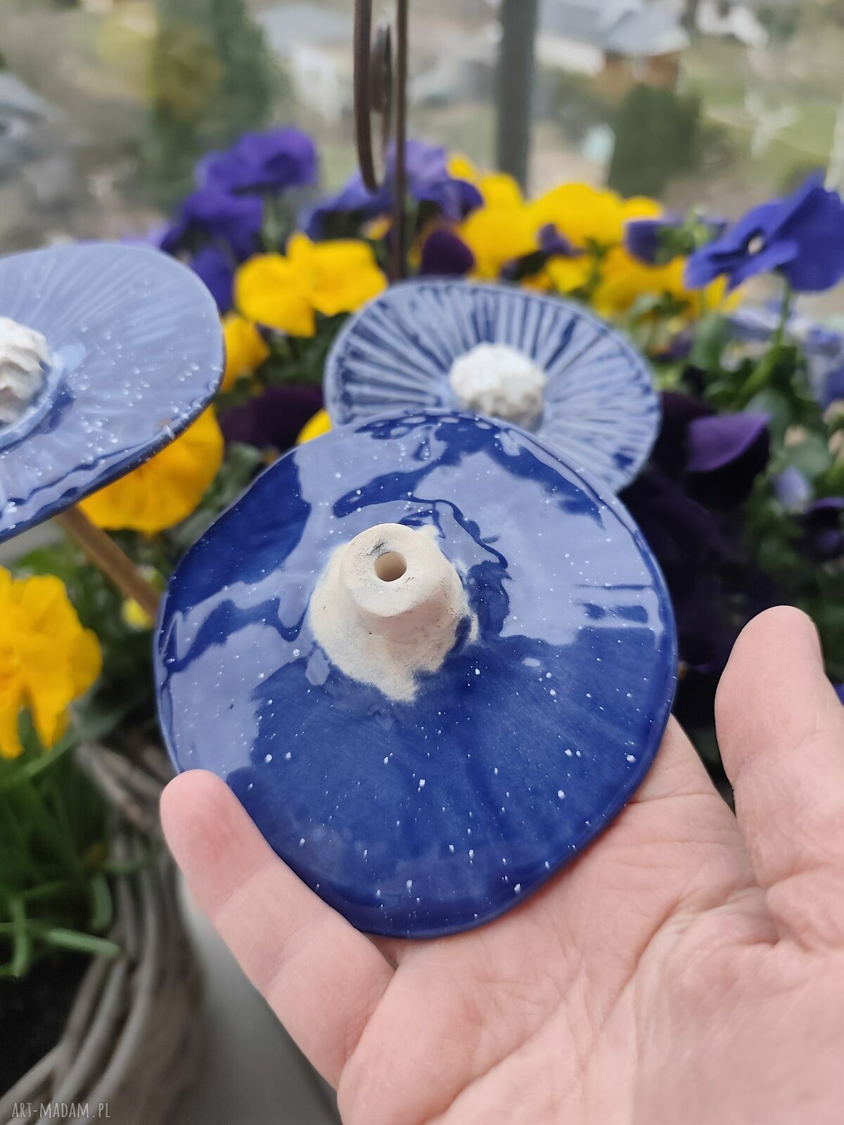 Kwiaty ceramiczne 3 szt. na drewnianych kijkach