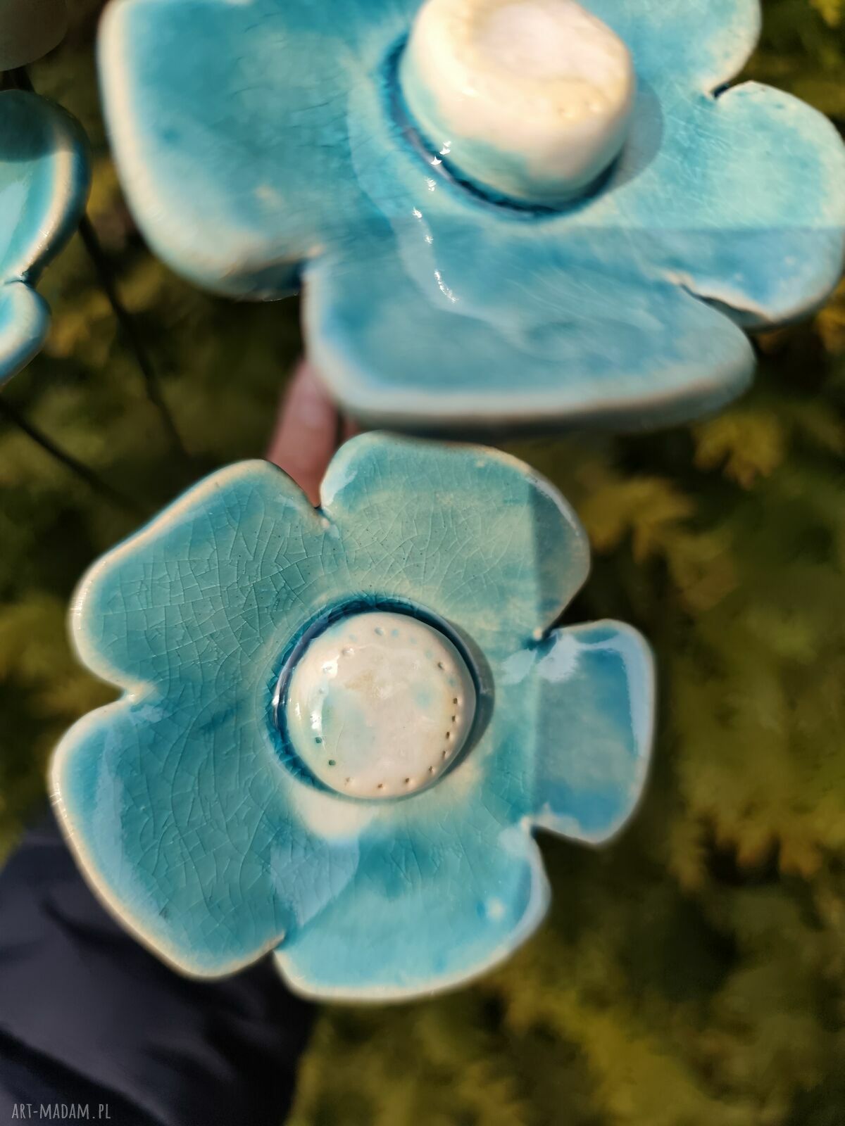 Kwiaty ceramiczne 5 sztuk - ręcznie szkliwione do ogrodu i na balkon