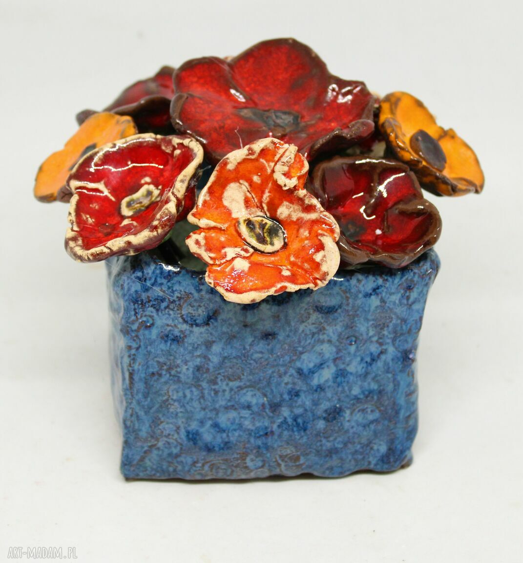 Flower Box M z kwiatów ceramicznych - niebieski zestaw 9 sztuk