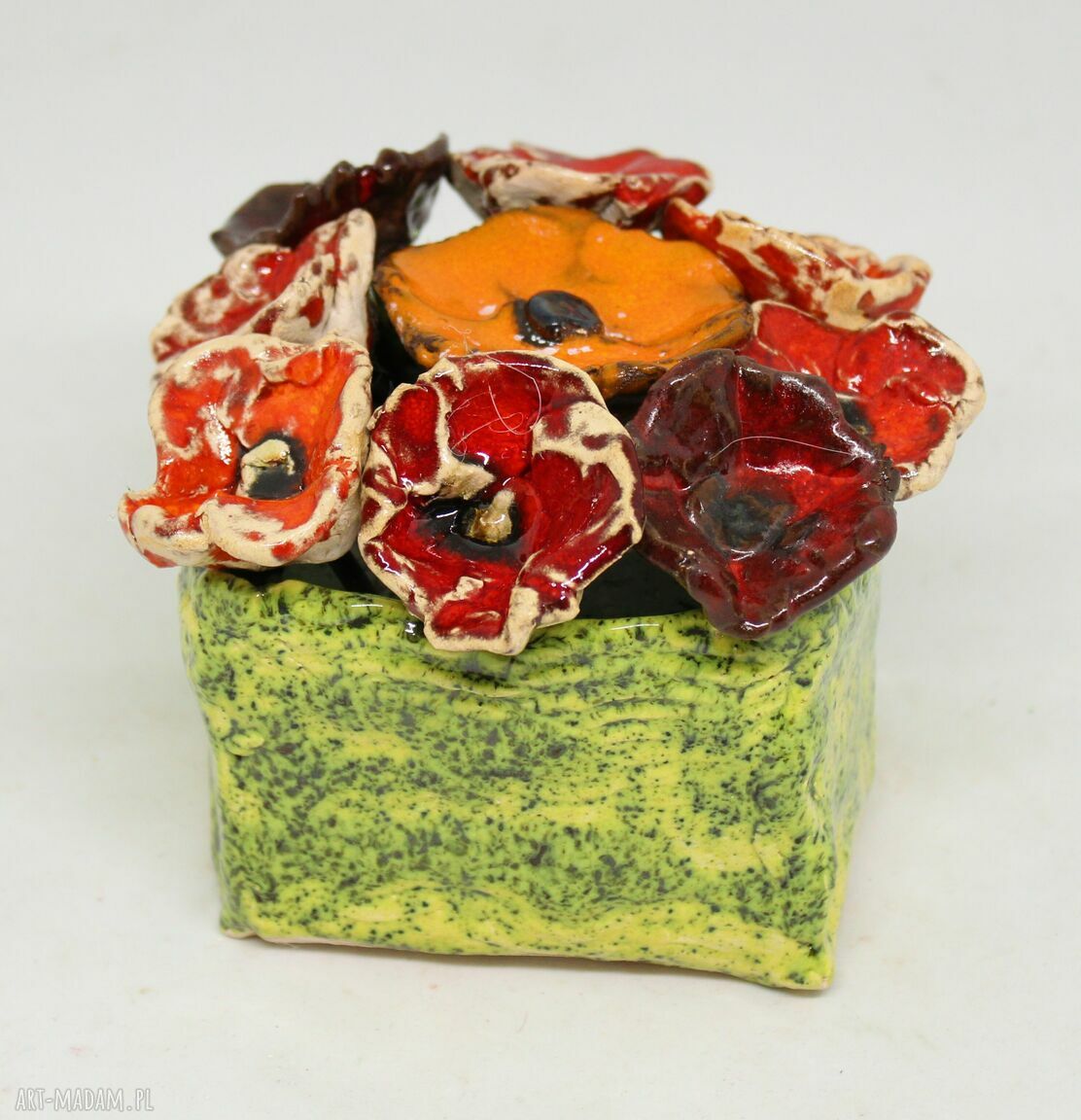 Kwiaty ceramiczne Flower Box S - komplet 9 sztuk w zielonym boxie