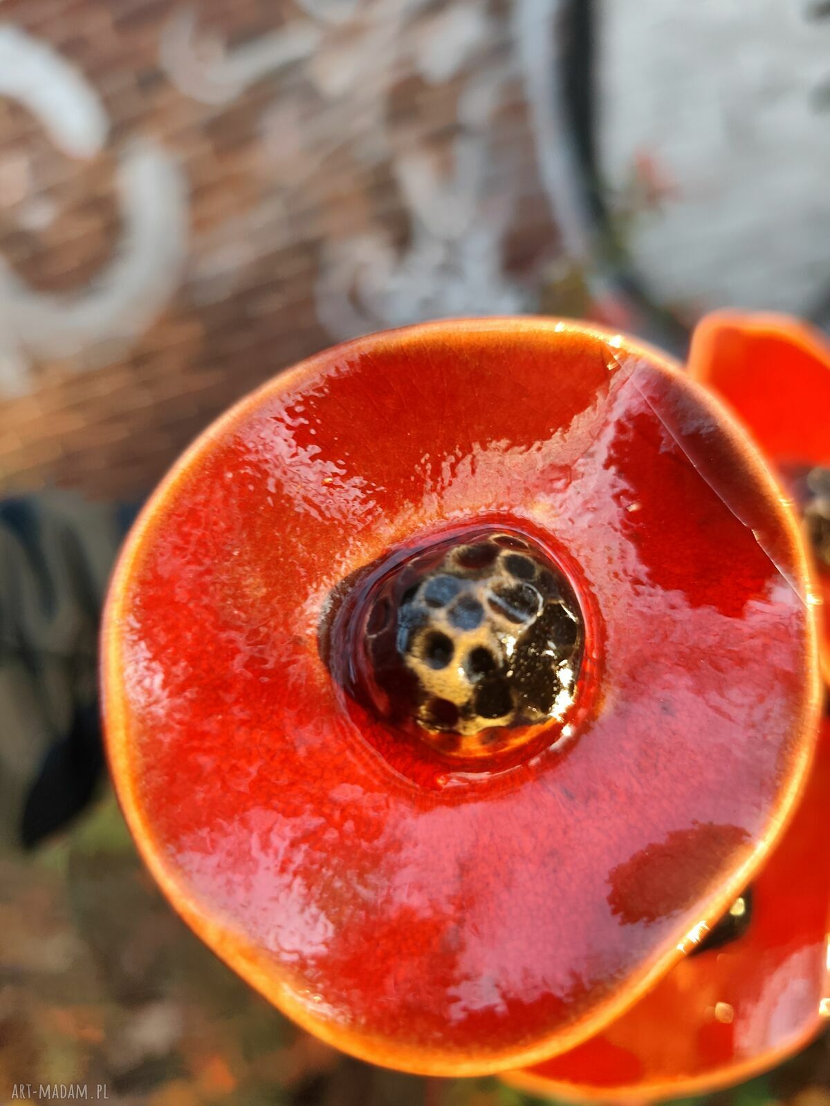 Kwiaty ceramiczne handmade - zestaw 3 szt. szkliwione i wypalane w piecu