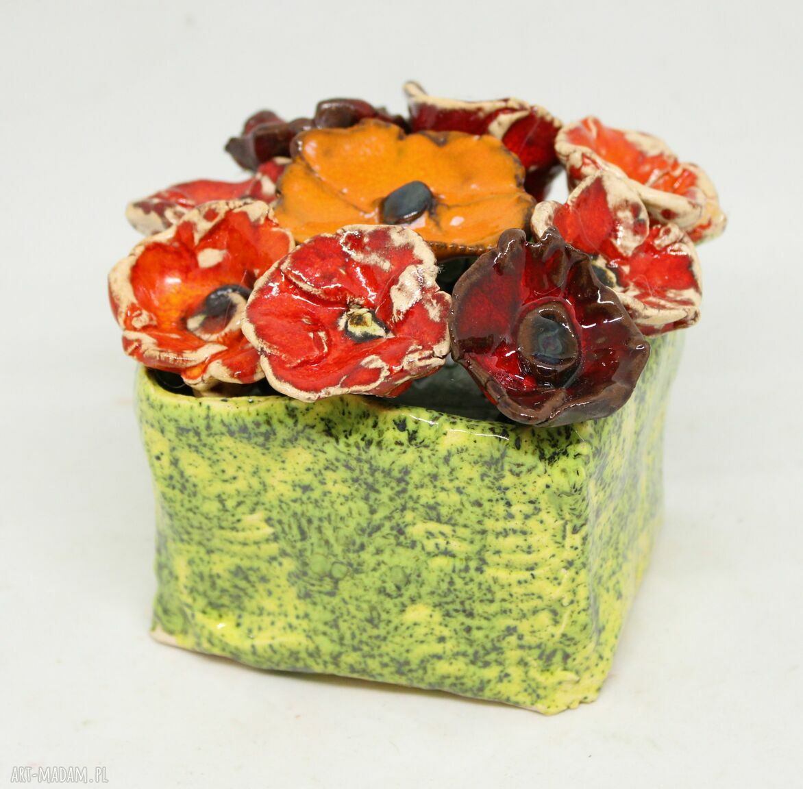 Kwiaty ceramiczne Flower Box S - komplet 9 sztuk w zielonym boxie