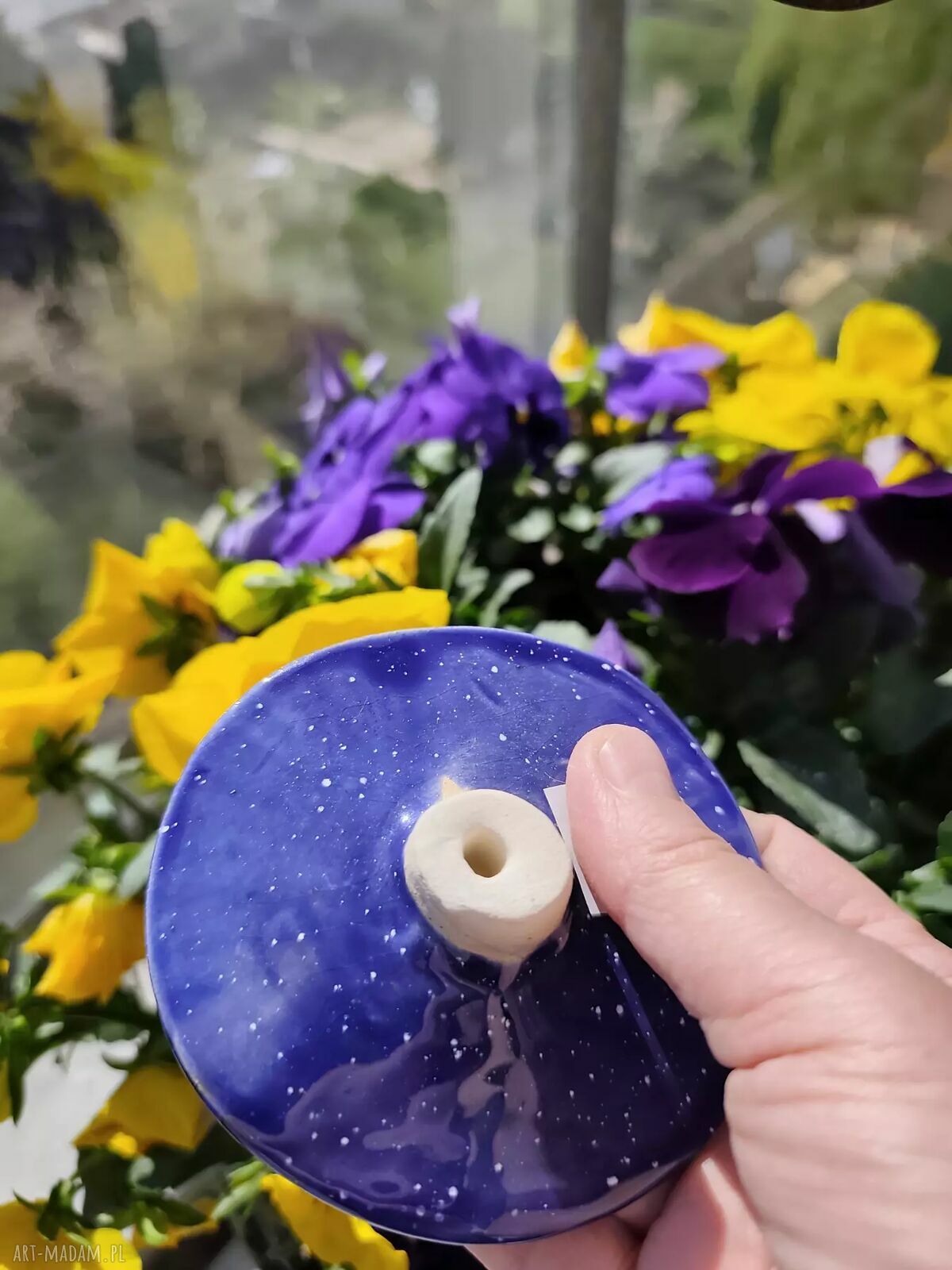 Kwiaty ceramiczne 2 sztuki na drewnianych kijkach