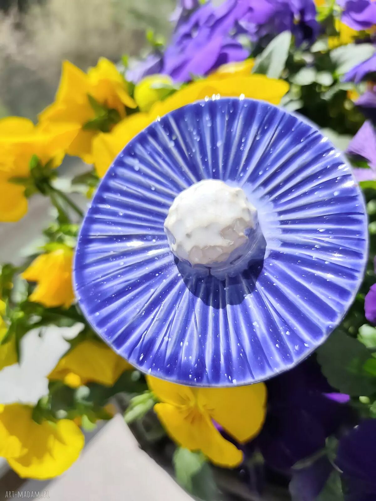 Kwiaty ceramiczne 2 sztuki na drewnianych kijkach