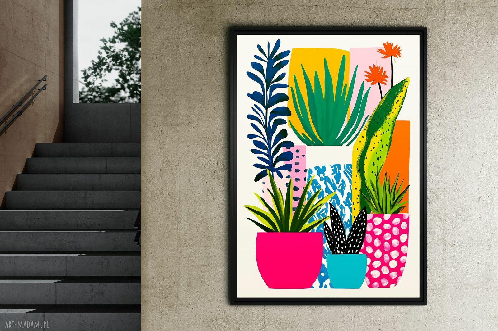 Kwiaty doniczkowe - grafika na plakat A3