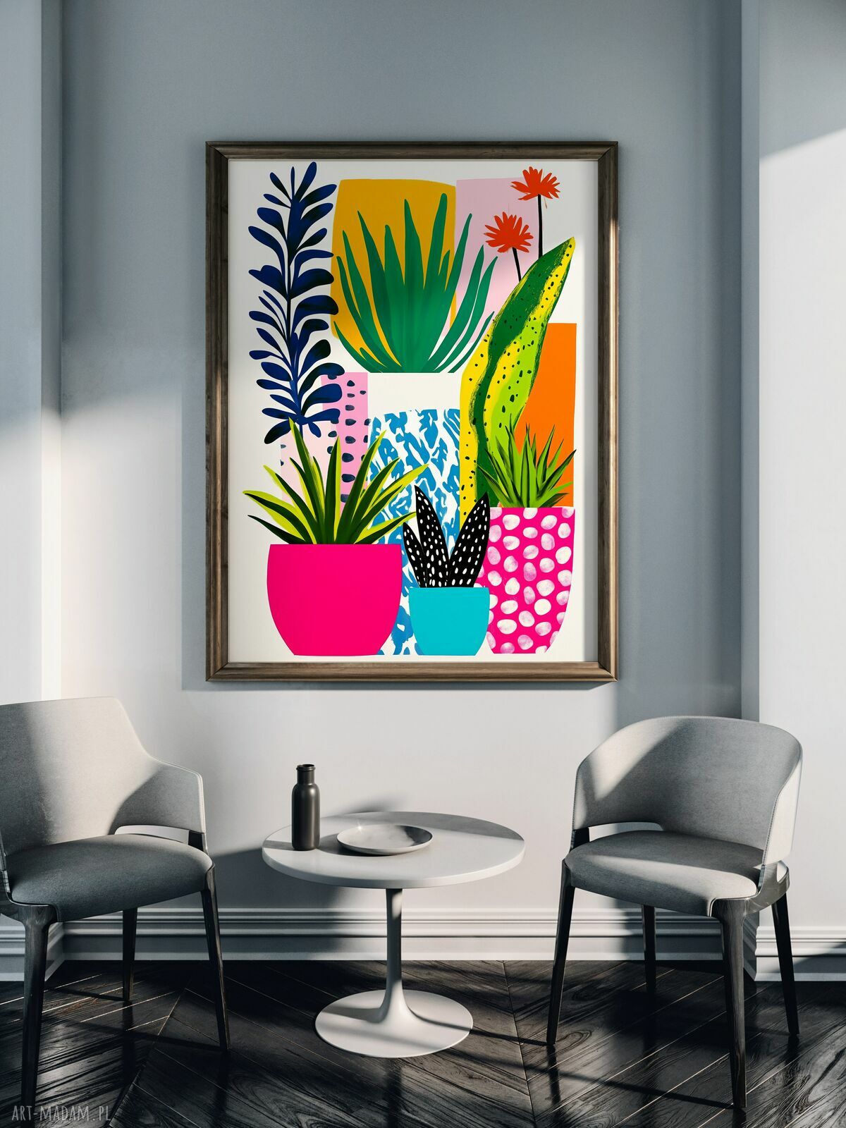 Kwiaty doniczkowe - grafika na plakat A3