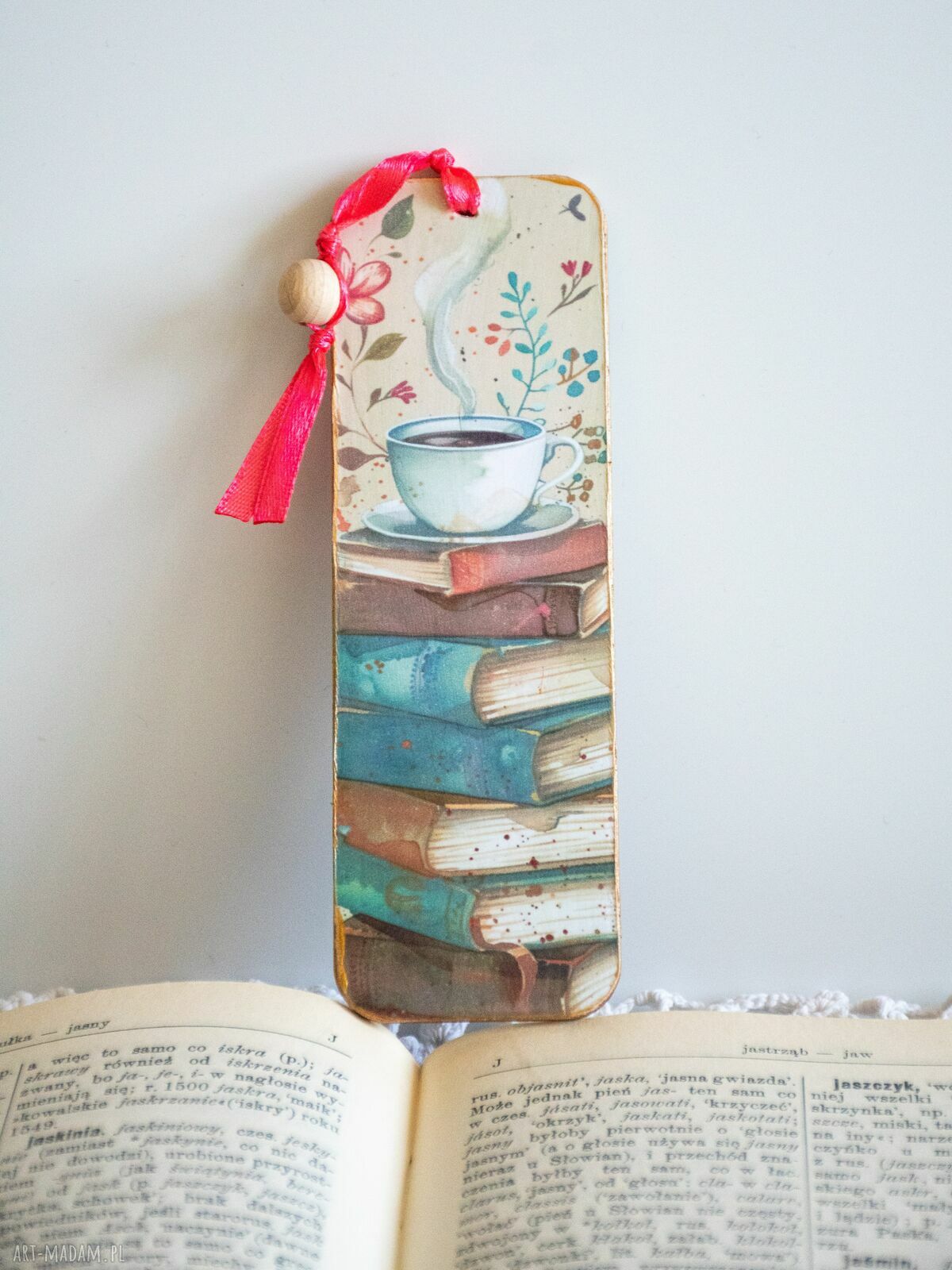 Drewniana zakładka do książki Makowa panienka - handmade dla dziewczynki