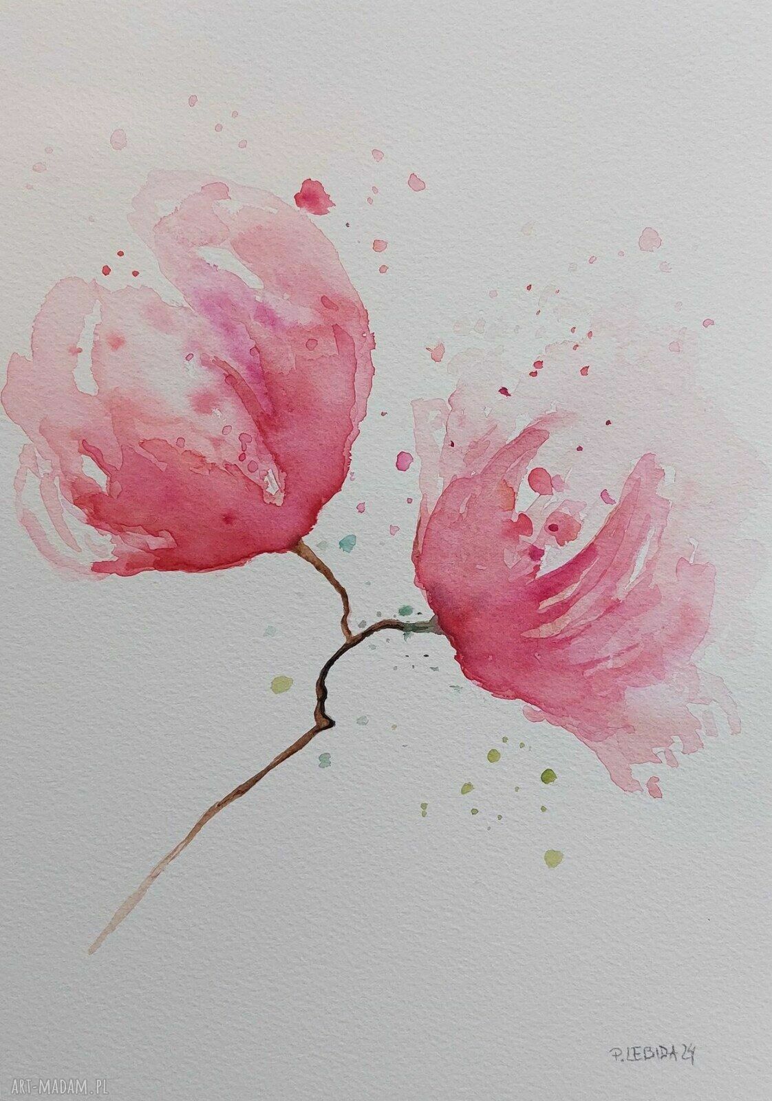 KWIATY - dwie akwarele (A4) Paulina Lebida