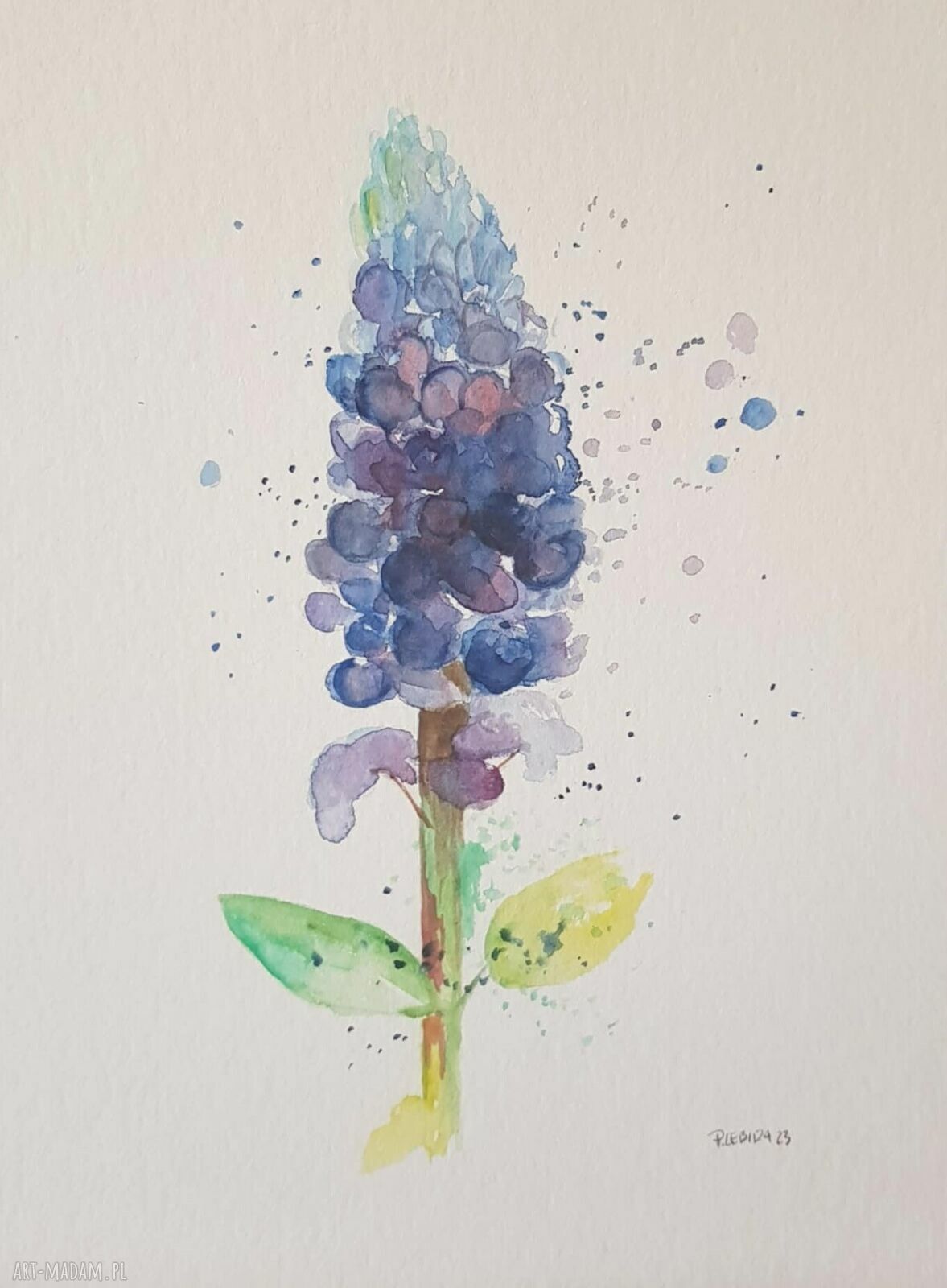 Komplet dwóch akwarel Kwiaty - ręcznie malowane 32 x 24 cm (2 szt.)