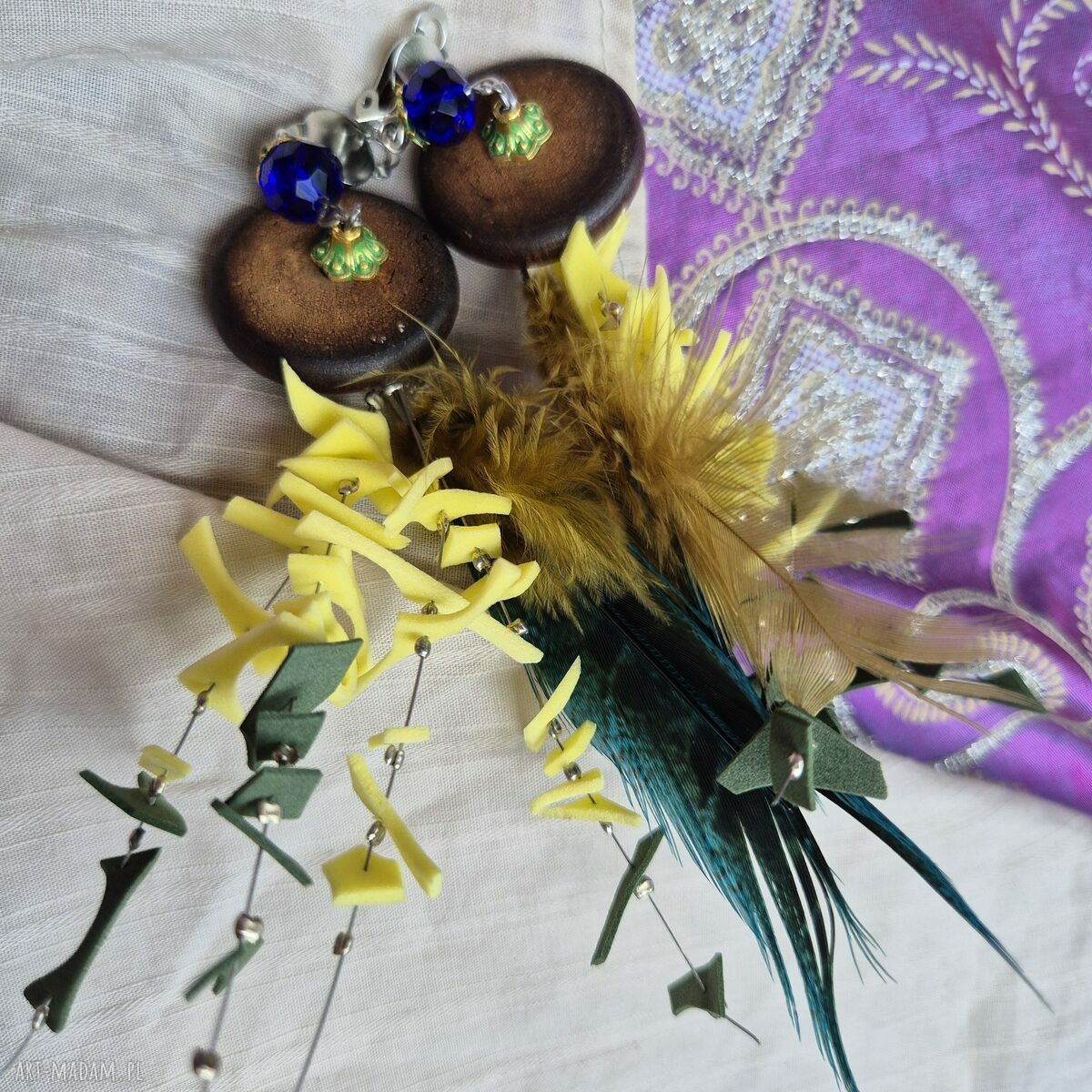 Klipsy Kwiaty Boho Box x1 - ręcznie wykonane przez Ruda Klarę